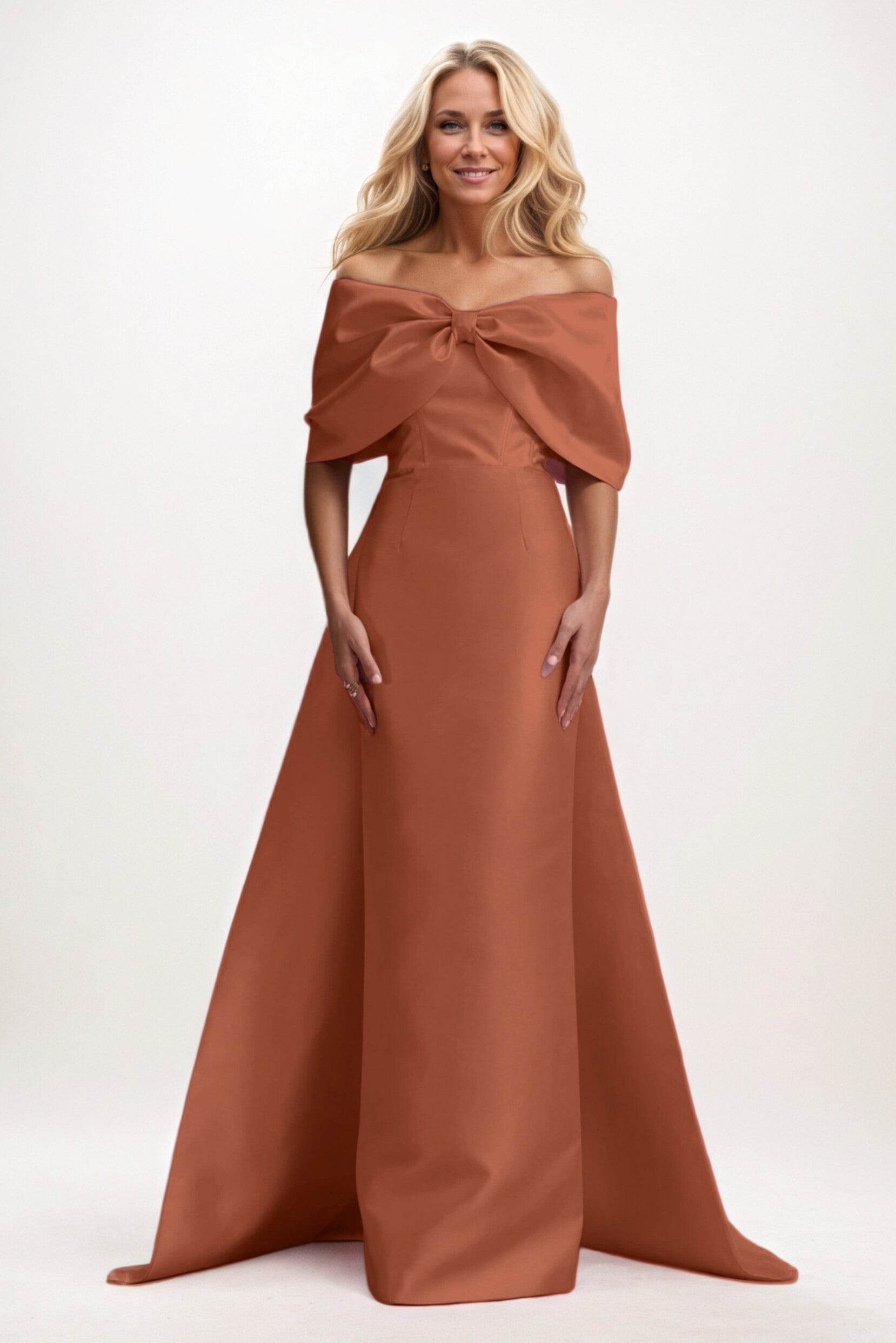 Trumpet-Mermaid Maxi Satin Mother of the Bride Dresses CM0387 - COCOMELODY