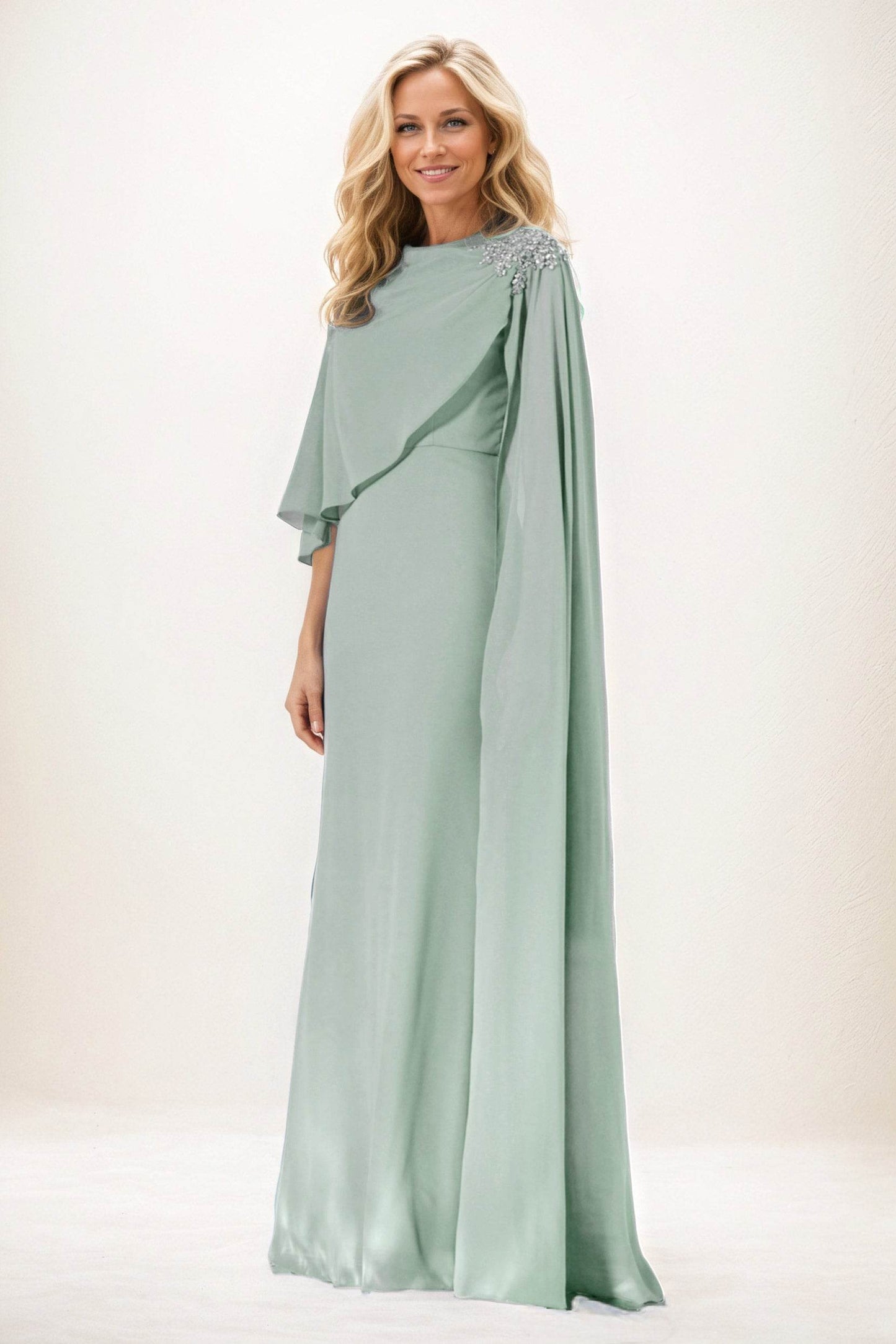 Sheath-Column Maxi Chiffon Mother of the Bride Dresses CM0388 - COCOMELODY