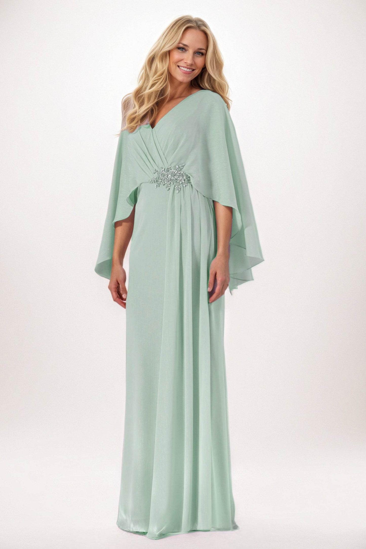 Sheath-Column Maxi Chiffon Mother of the Bride Dresses CM0389 - COCOMELODY