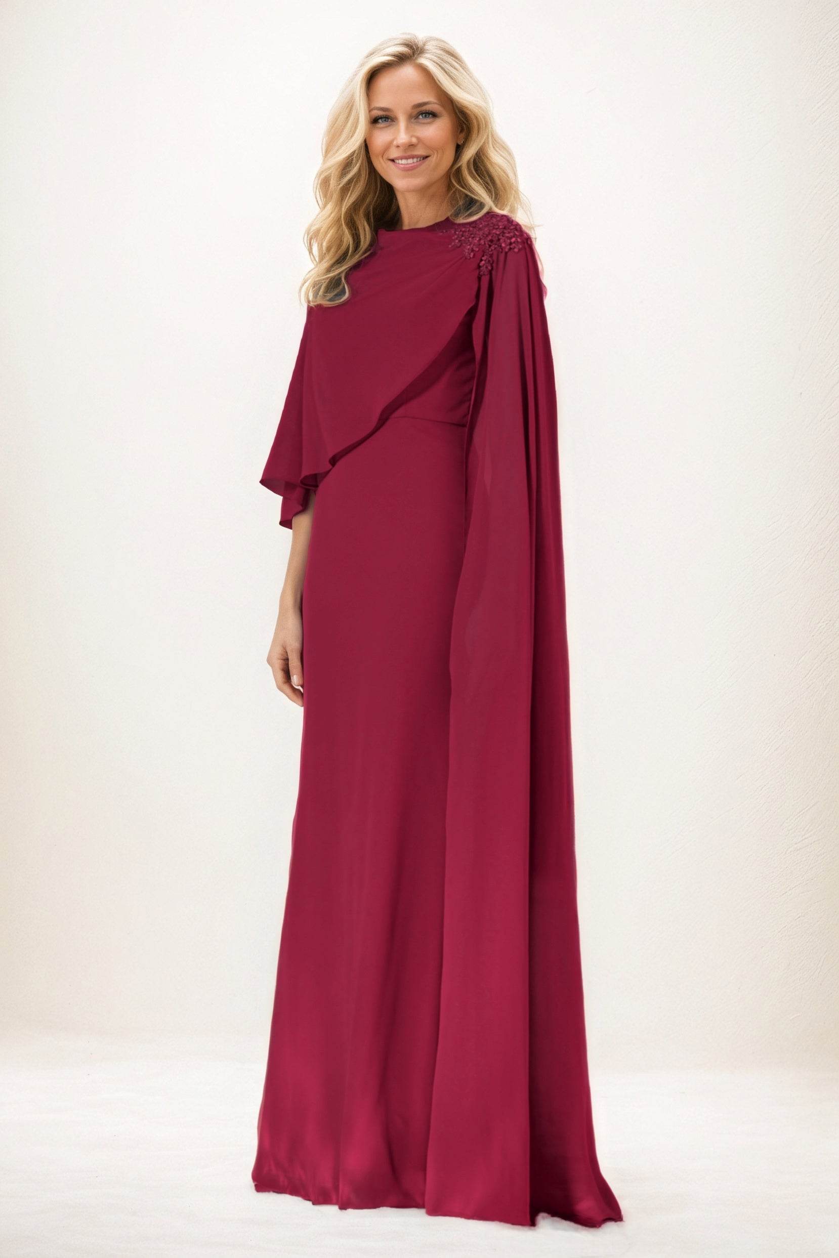 Sheath-Column Maxi Chiffon Mother of the Bride Dresses CM0388 - COCOMELODY