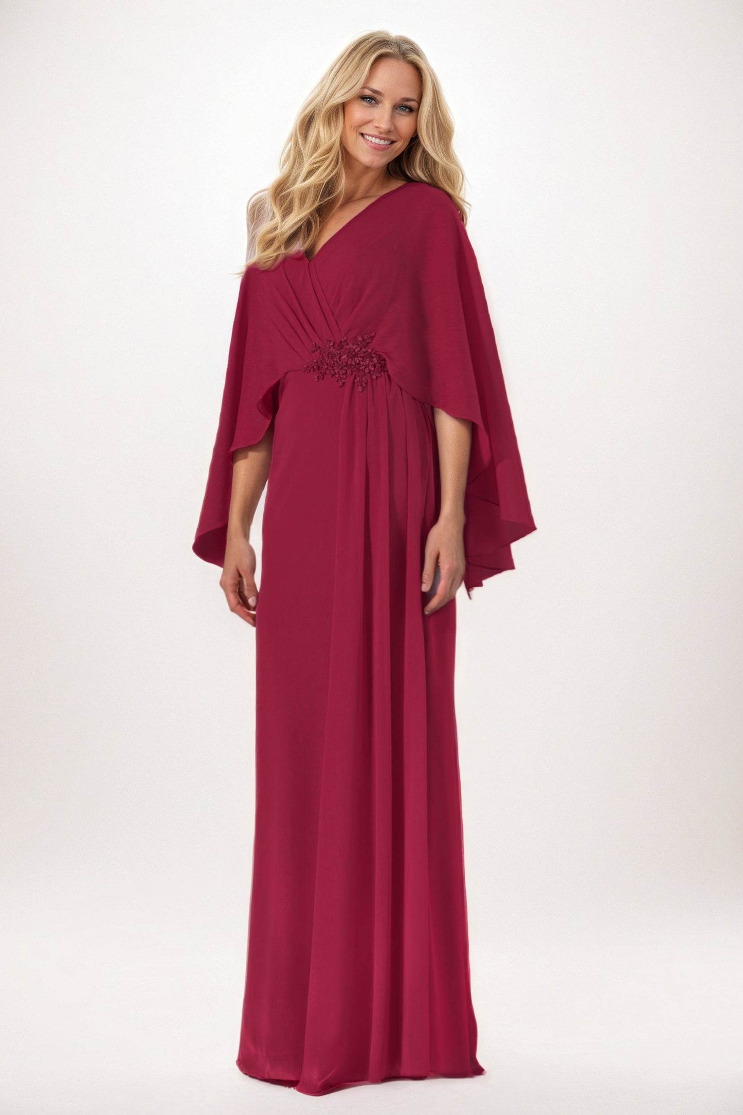 Sheath-Column Maxi Chiffon Mother of the Bride Dresses CM0389 - COCOMELODY