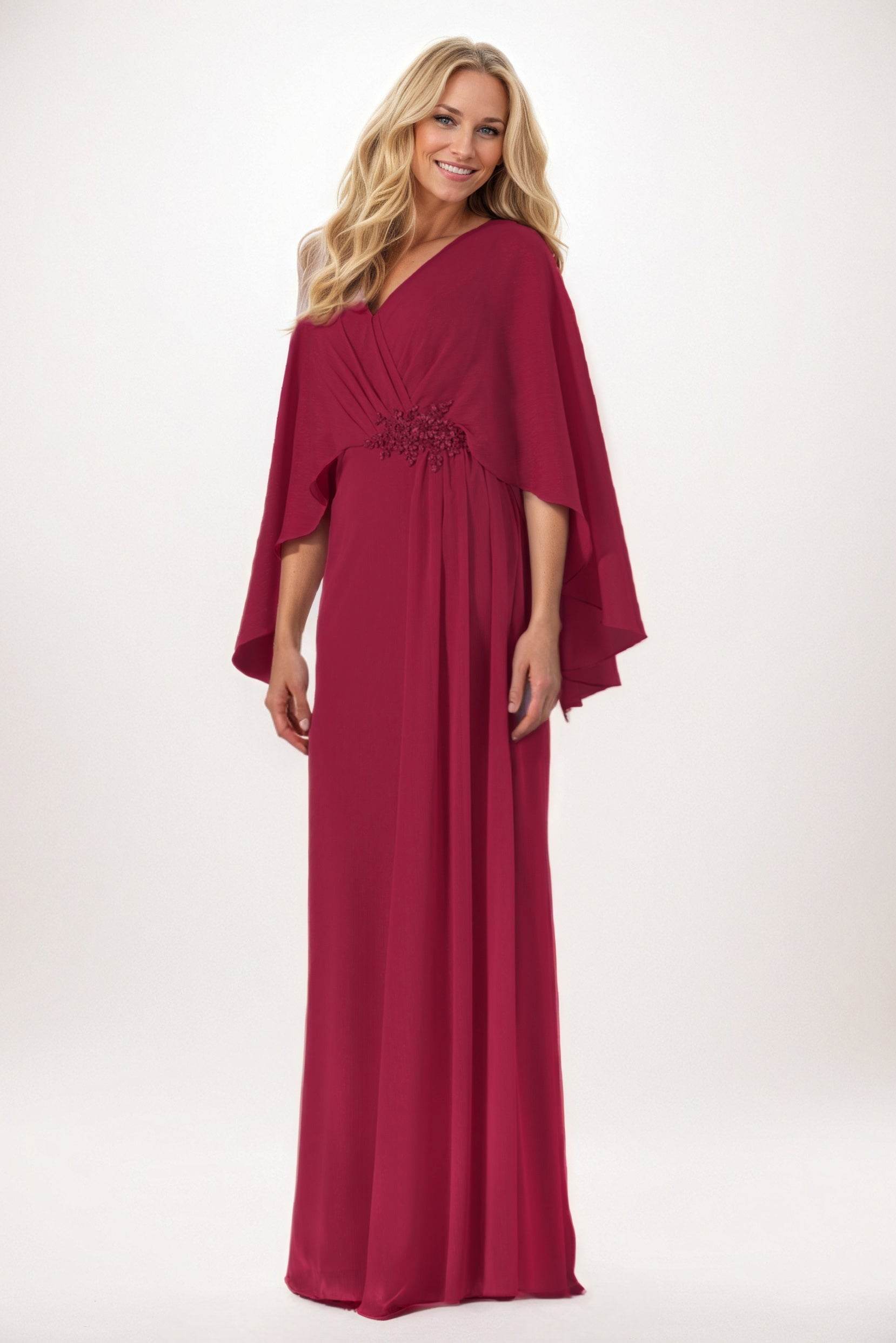 Sheath-Column Maxi Chiffon Mother of the Bride Dresses CM0389 - COCOMELODY