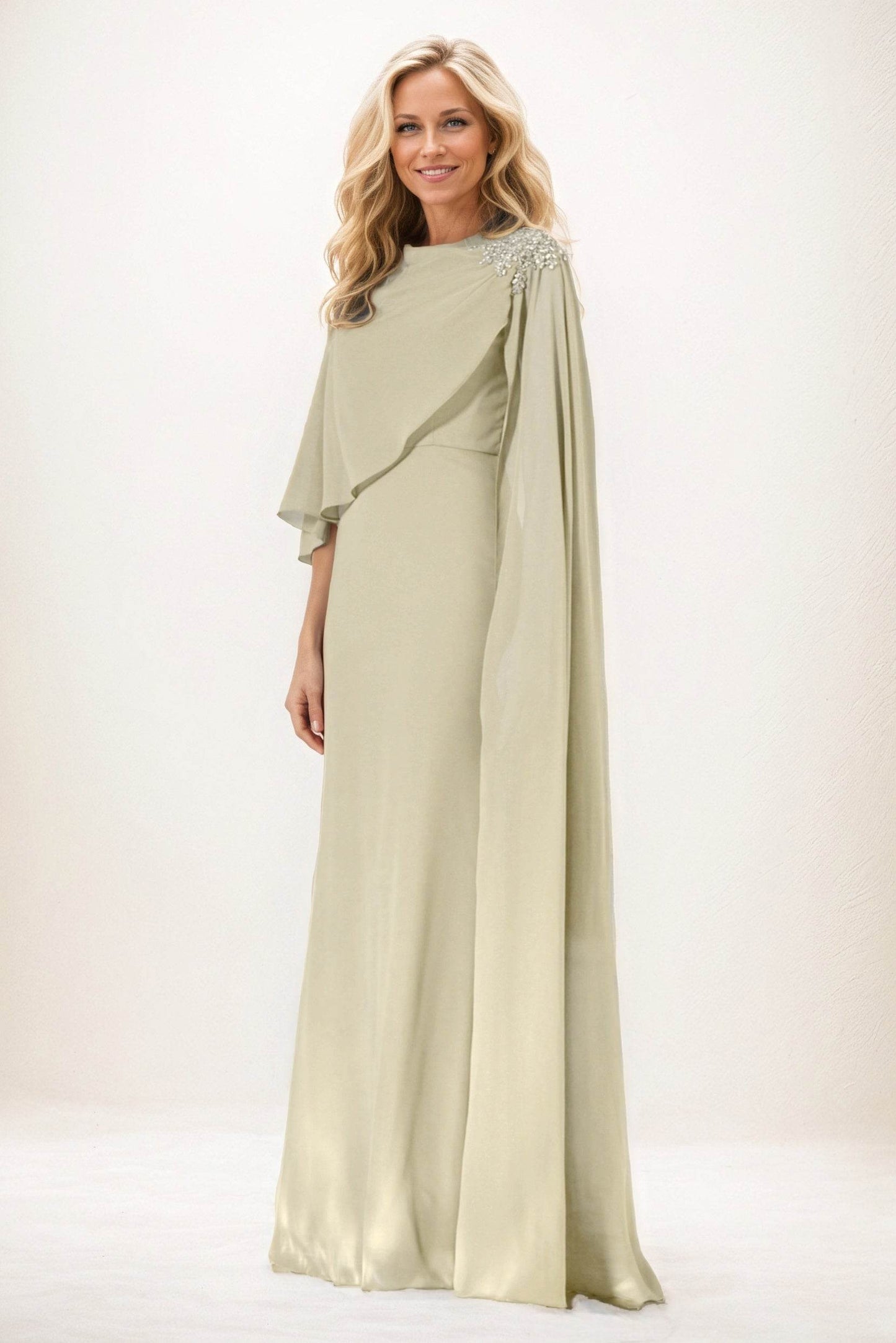 Sheath-Column Maxi Chiffon Mother of the Bride Dresses CM0388 - COCOMELODY