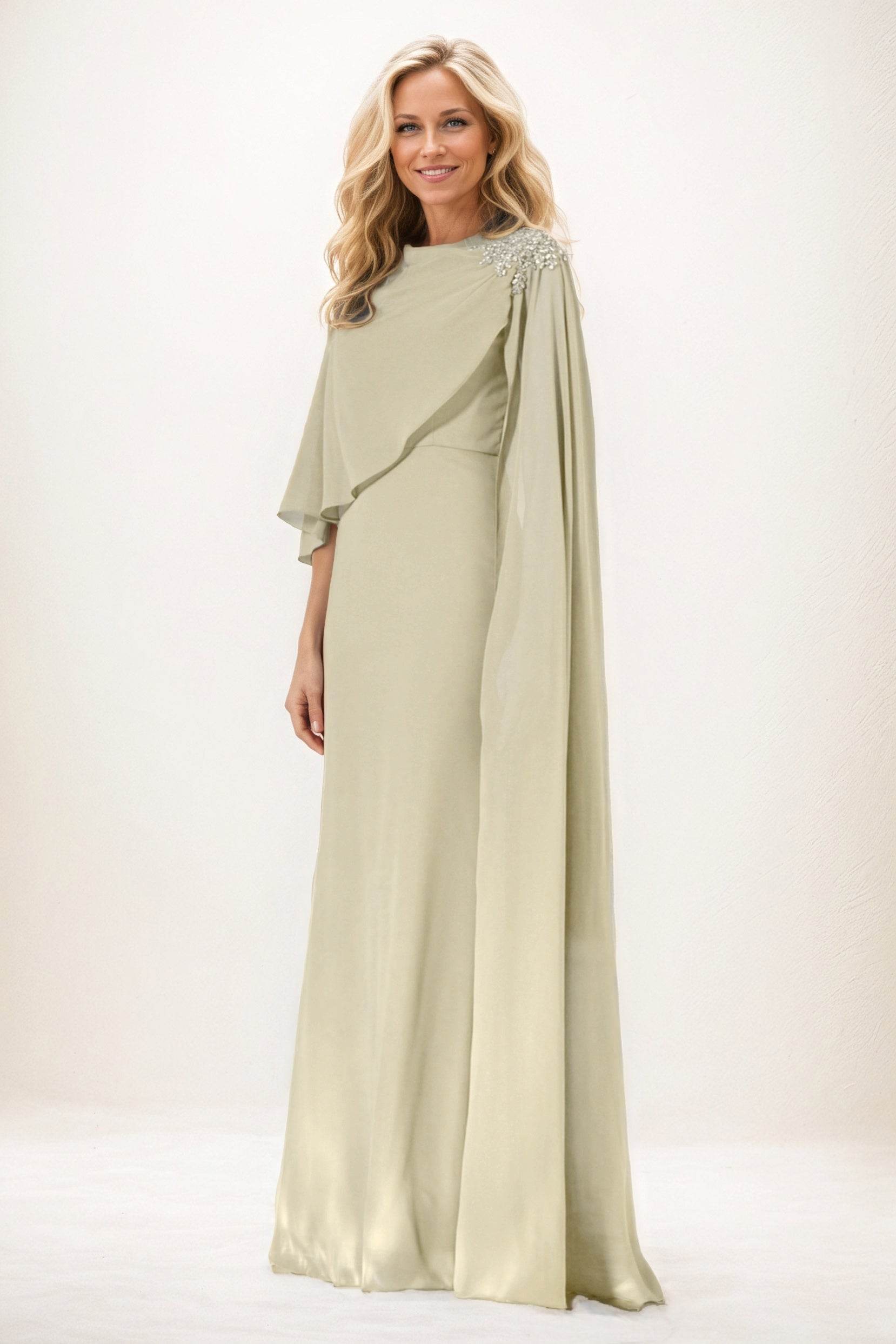 Sheath-Column Maxi Chiffon Mother of the Bride Dresses CM0388 - COCOMELODY
