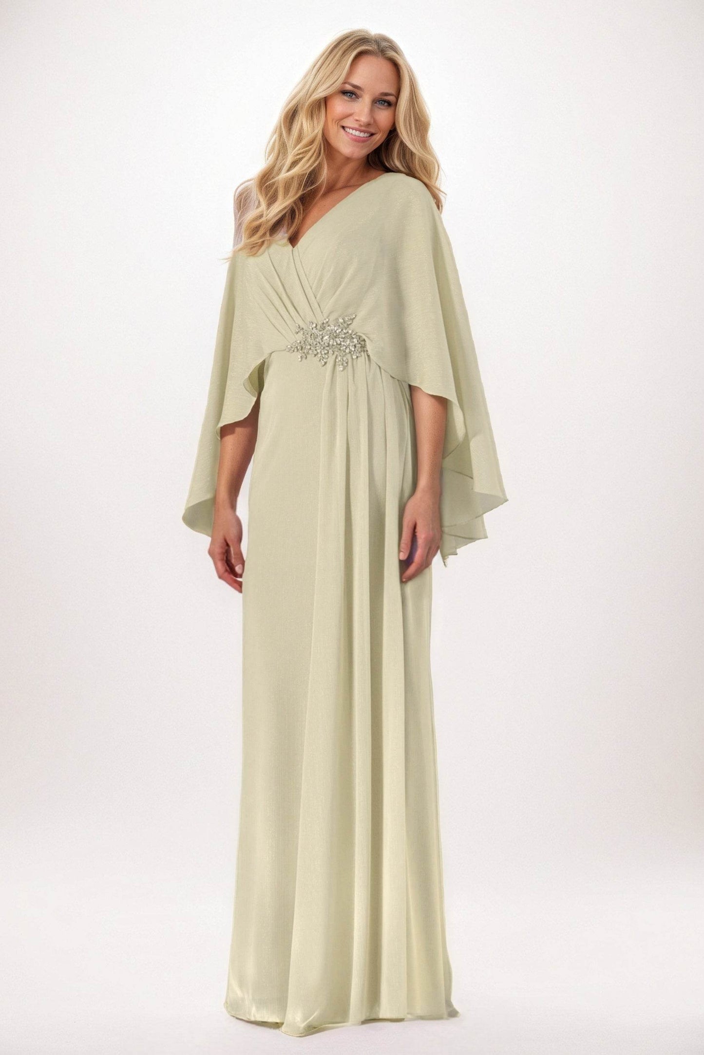 Sheath-Column Maxi Chiffon Mother of the Bride Dresses CM0389 - COCOMELODY