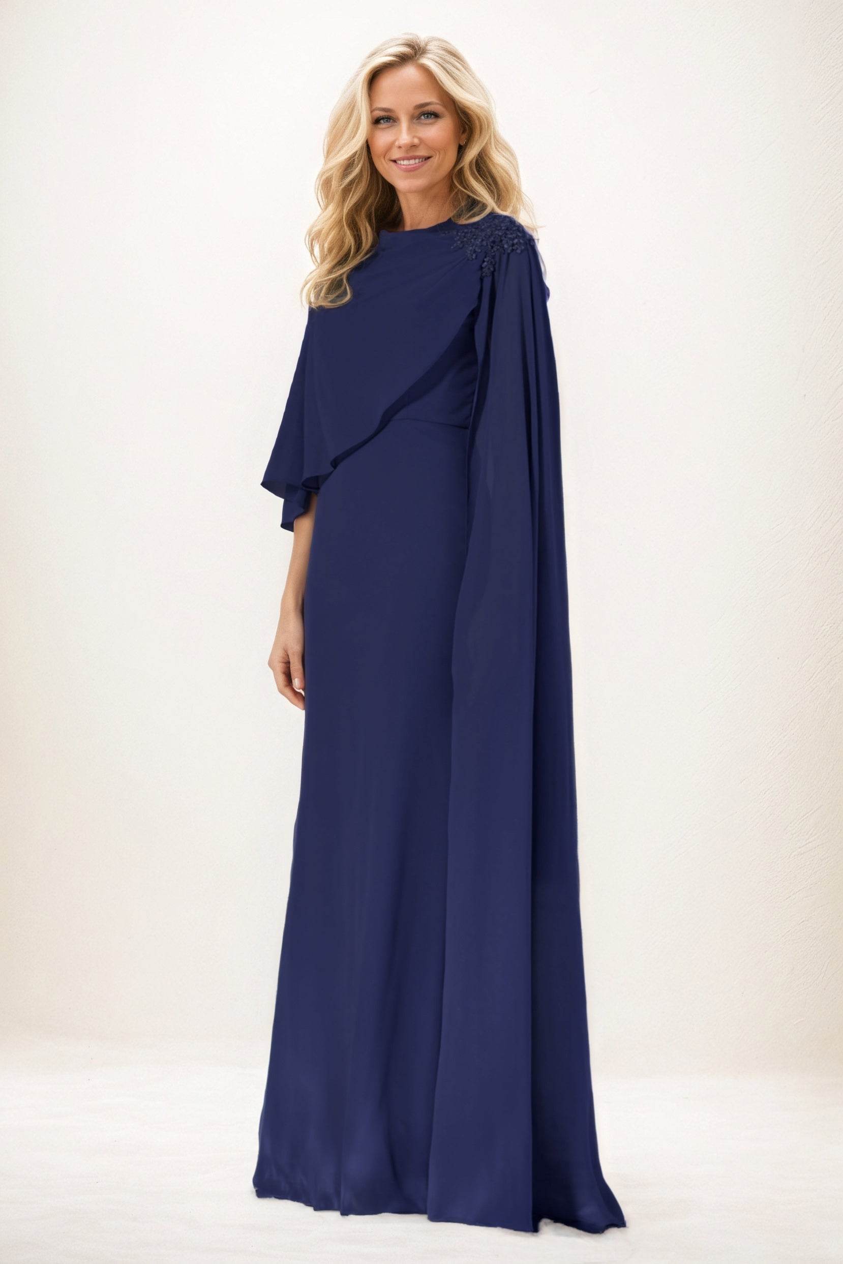 Sheath-Column Maxi Chiffon Mother of the Bride Dresses CM0388 - COCOMELODY