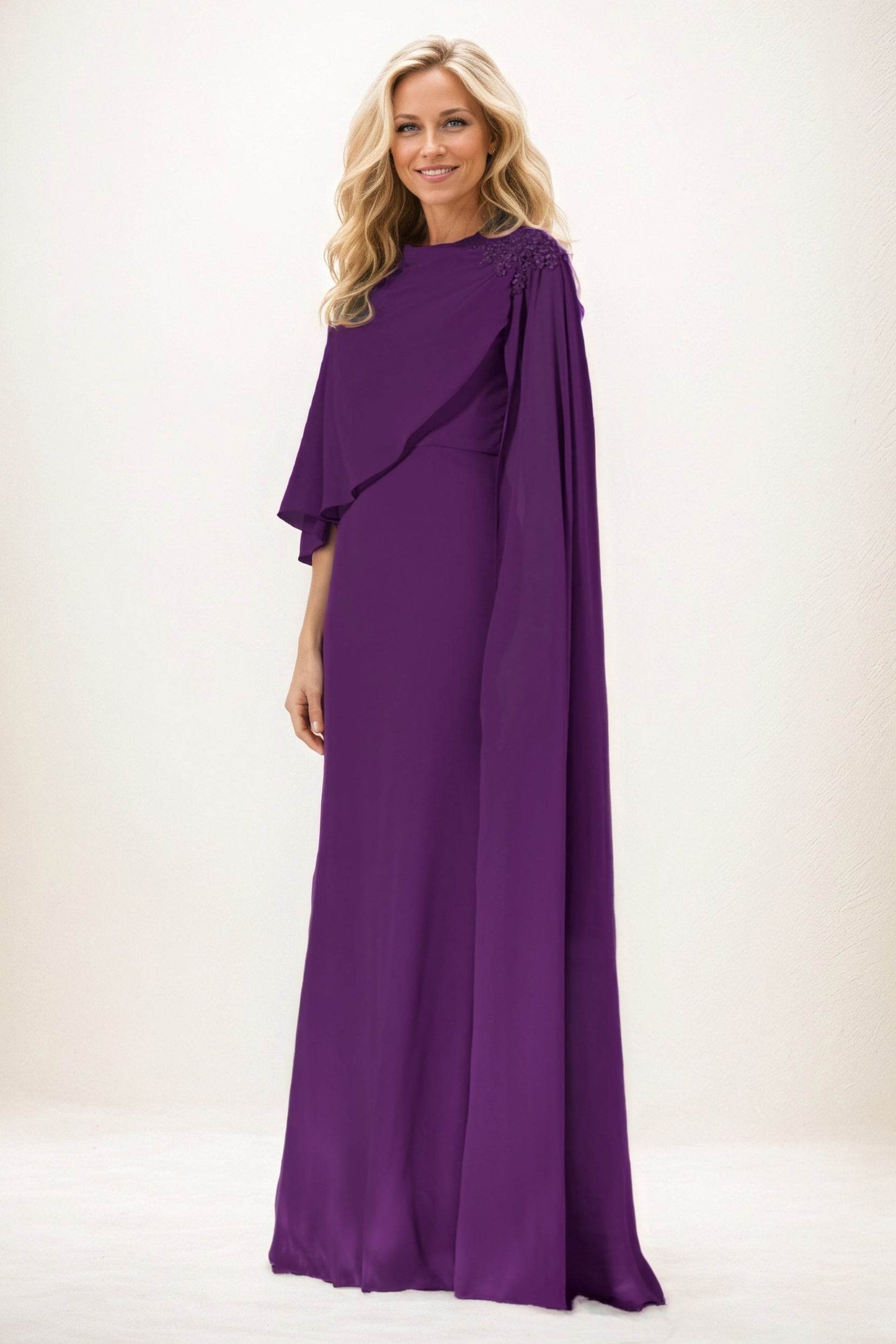 Sheath-Column Maxi Chiffon Mother of the Bride Dresses CM0388 - COCOMELODY