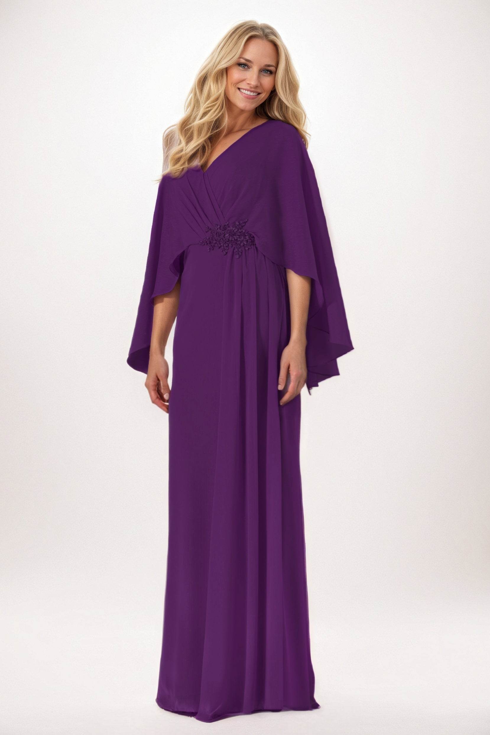 Sheath-Column Maxi Chiffon Mother of the Bride Dresses CM0389 - COCOMELODY