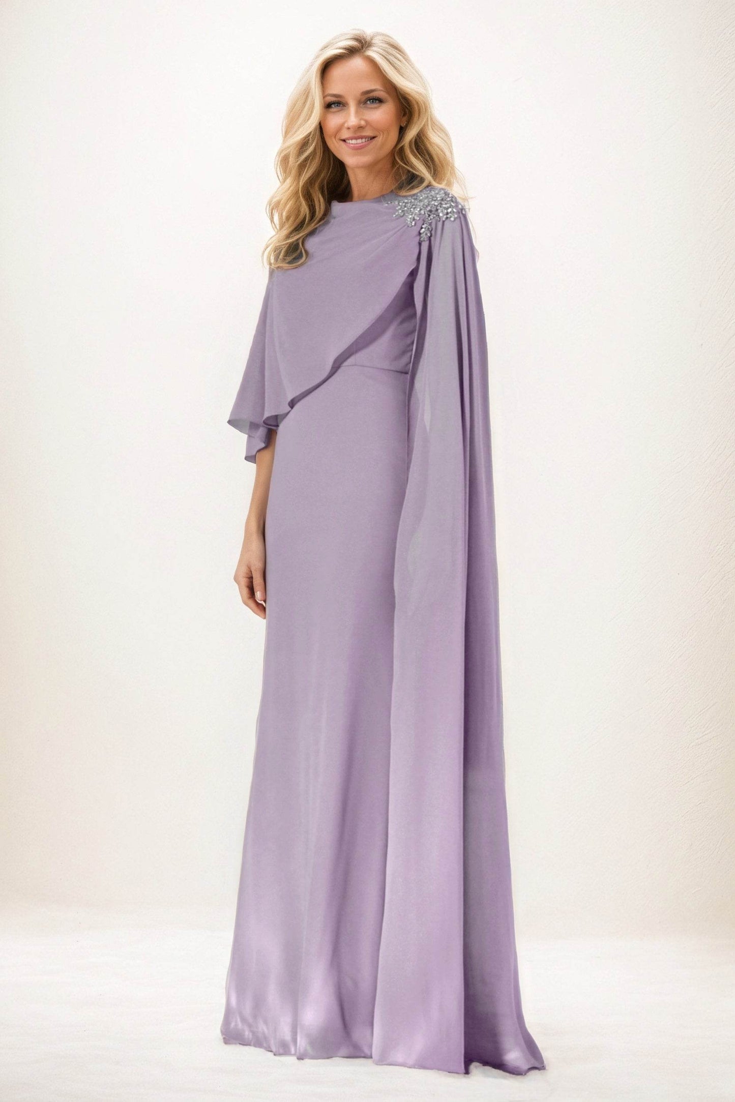 Sheath-Column Maxi Chiffon Mother of the Bride Dresses CM0388 - COCOMELODY