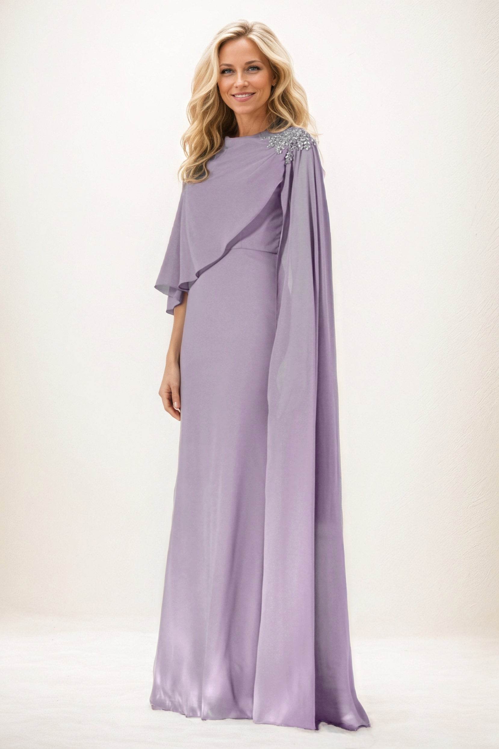 Sheath-Column Maxi Chiffon Mother of the Bride Dresses CM0388 - COCOMELODY