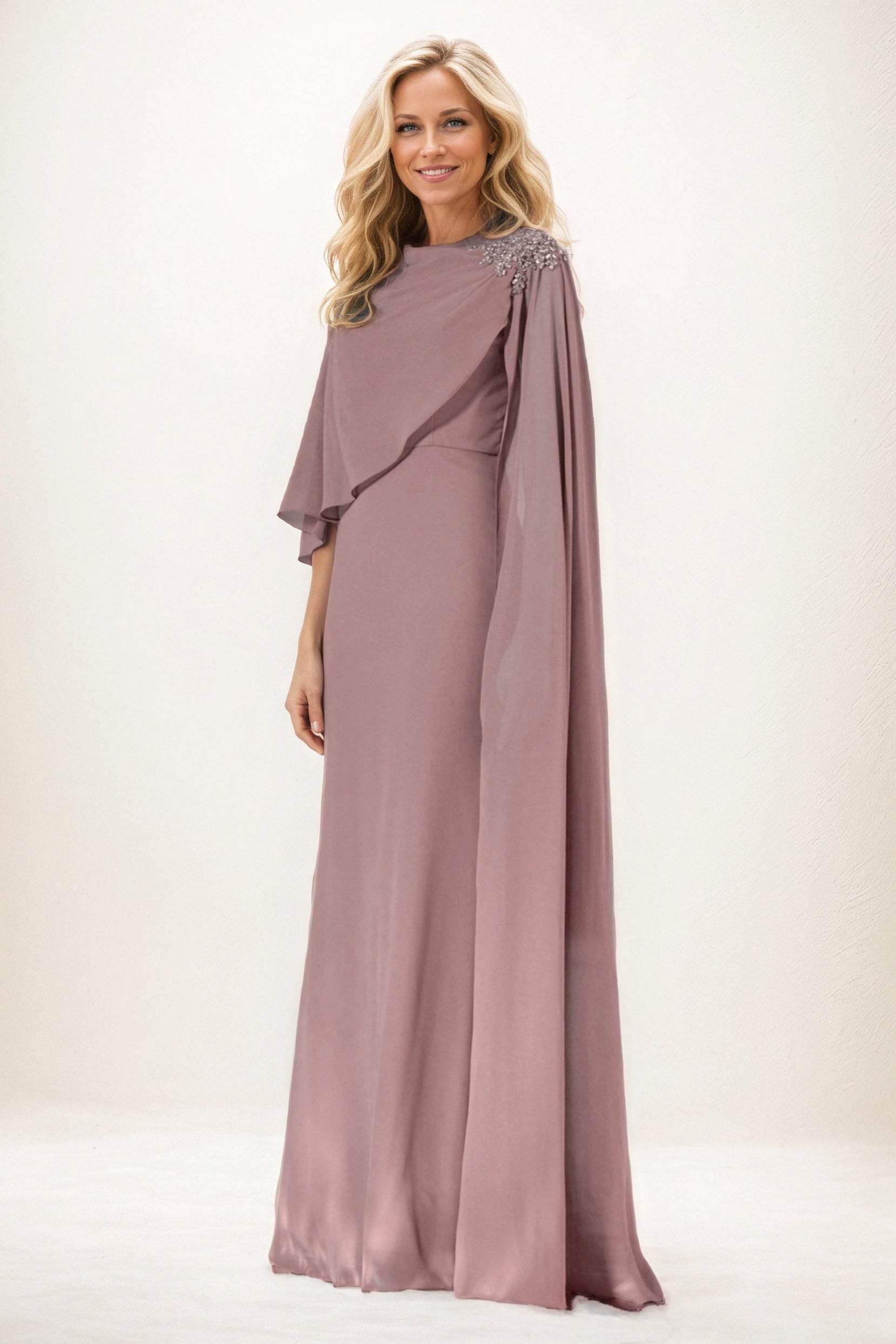 Sheath-Column Maxi Chiffon Mother of the Bride Dresses CM0388 - COCOMELODY
