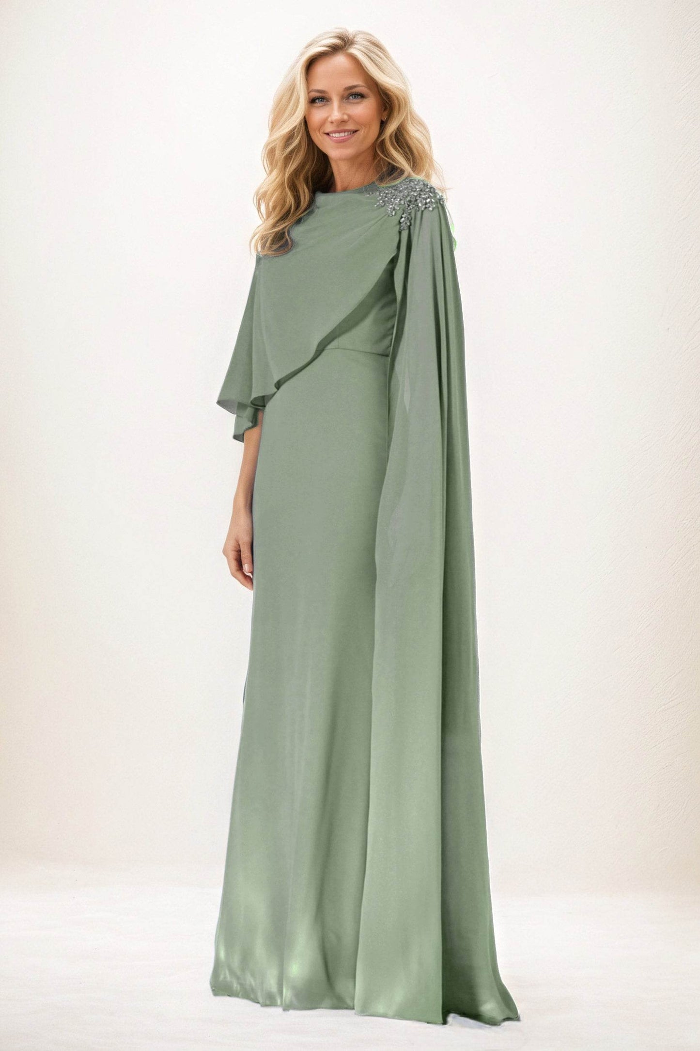 Sheath-Column Maxi Chiffon Mother of the Bride Dresses CM0388 - COCOMELODY
