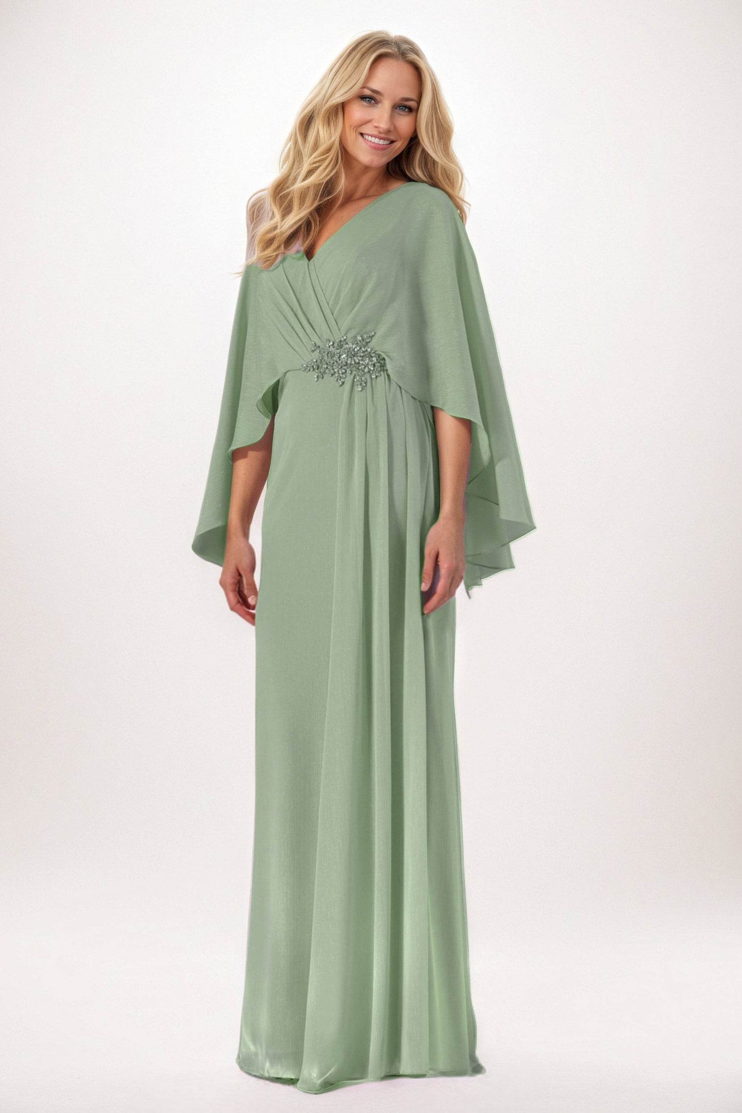 Sheath-Column Maxi Chiffon Mother of the Bride Dresses CM0389 - COCOMELODY