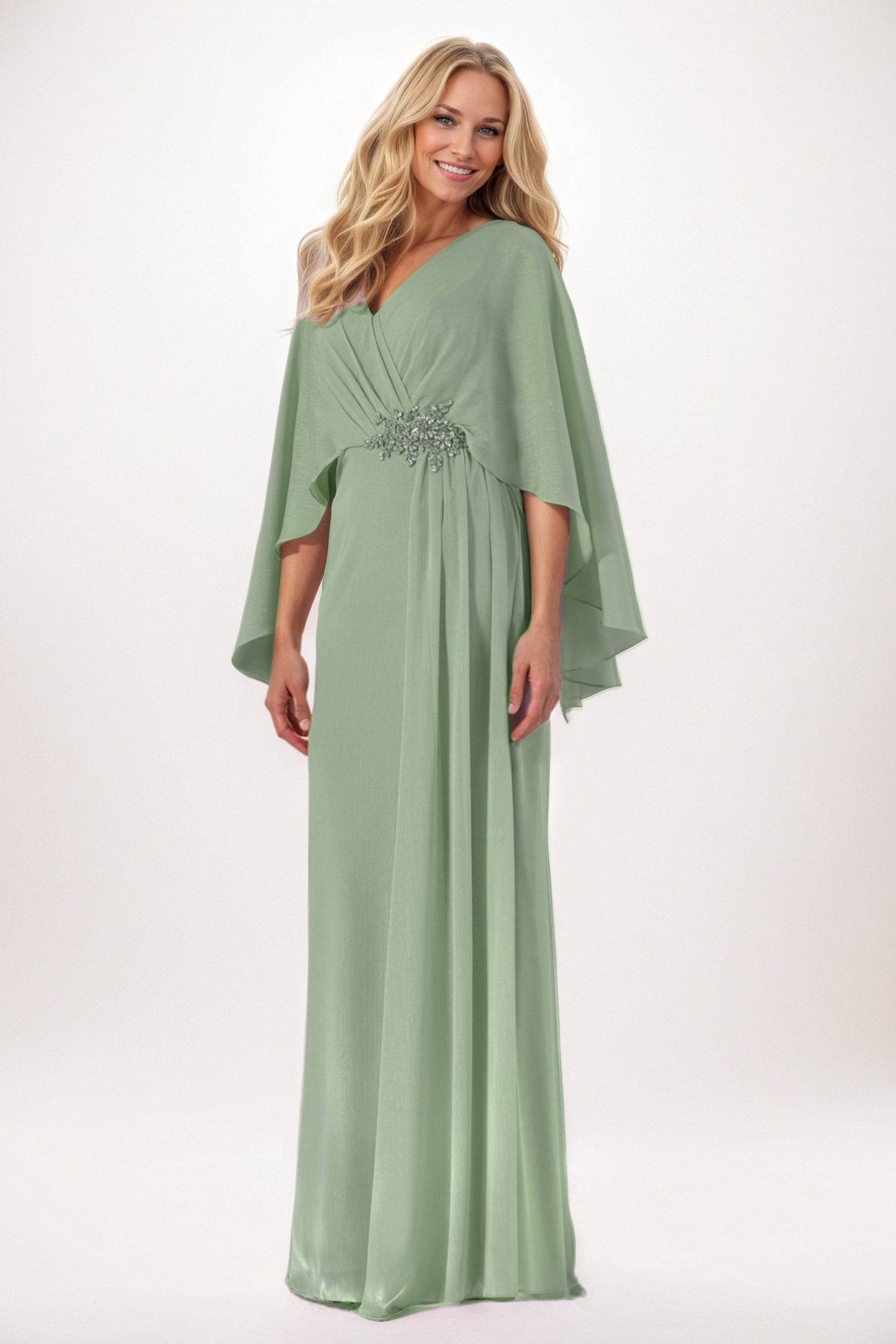 Sheath-Column Maxi Chiffon Mother of the Bride Dresses CM0389 - COCOMELODY