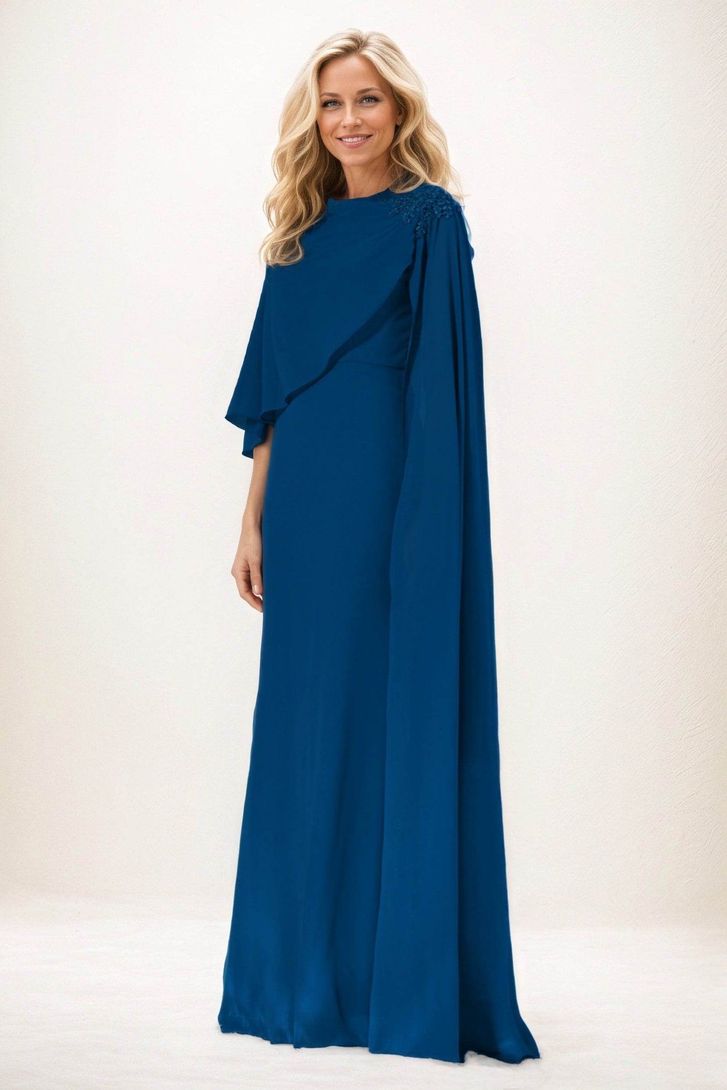 Sheath-Column Maxi Chiffon Mother of the Bride Dresses CM0388 - COCOMELODY