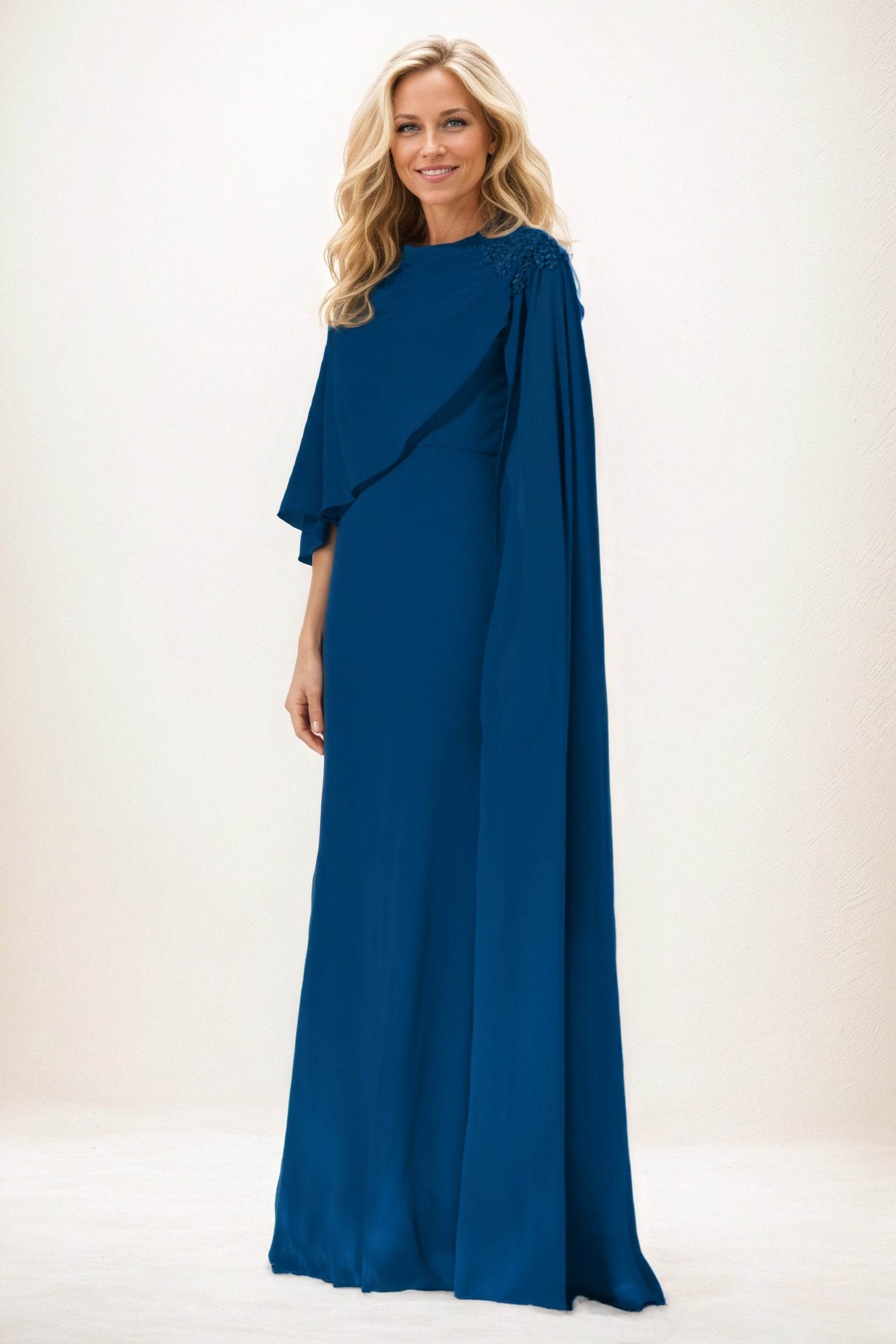 Sheath-Column Maxi Chiffon Mother of the Bride Dresses CM0388 - COCOMELODY