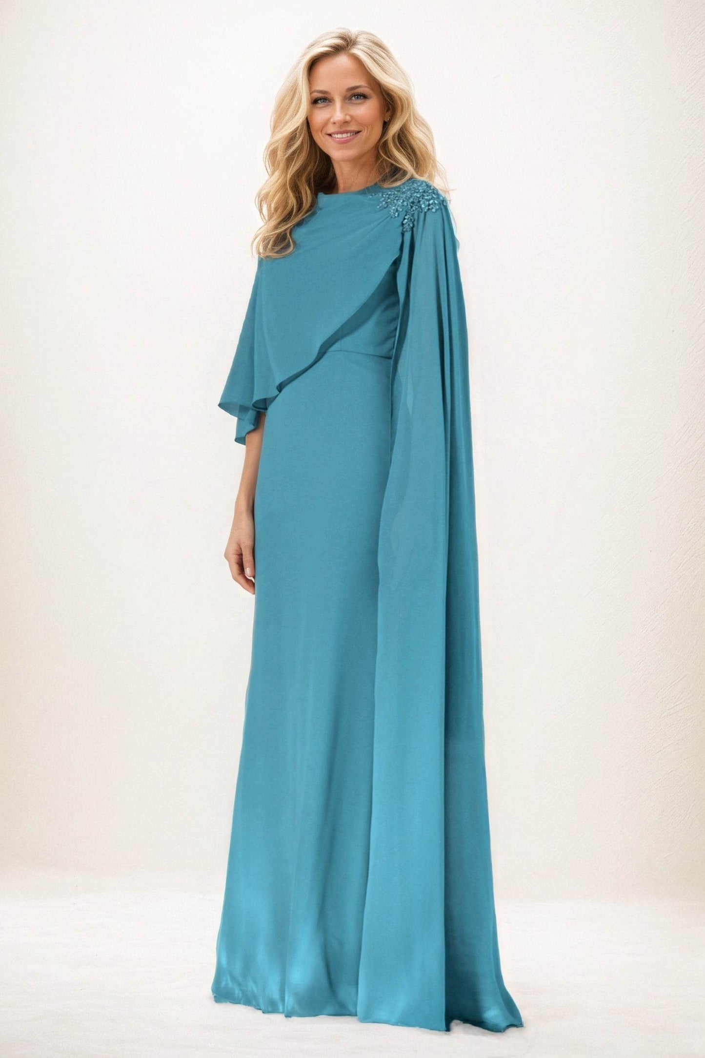 Sheath-Column Maxi Chiffon Mother of the Bride Dresses CM0388 - COCOMELODY