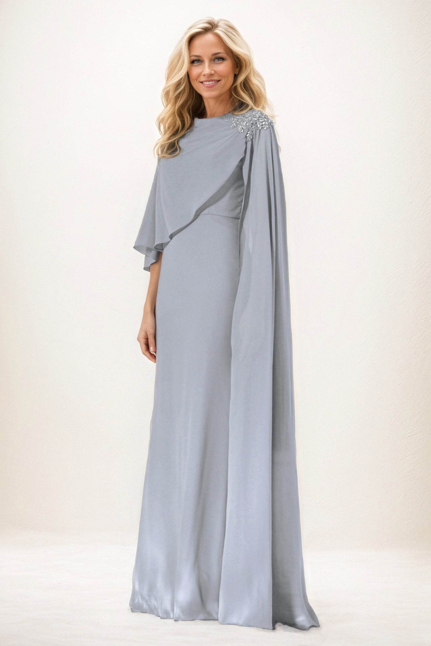 Sheath-Column Maxi Chiffon Mother of the Bride Dresses CM0388 - COCOMELODY