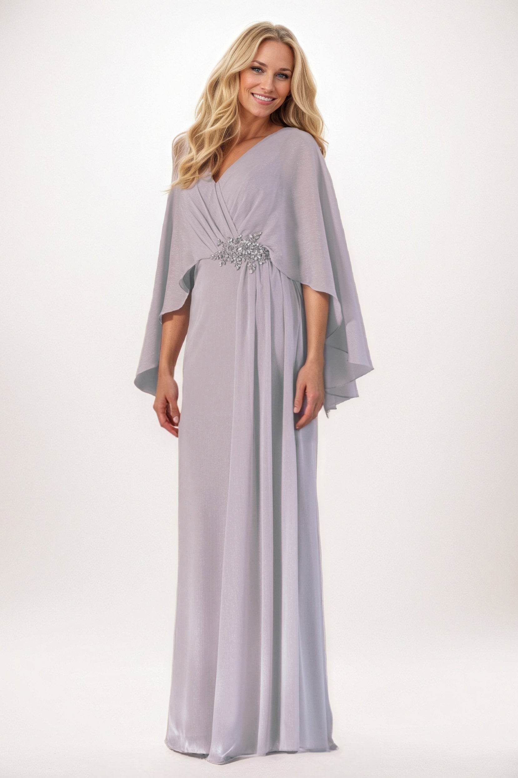 Sheath-Column Maxi Chiffon Mother of the Bride Dresses CM0389 - COCOMELODY
