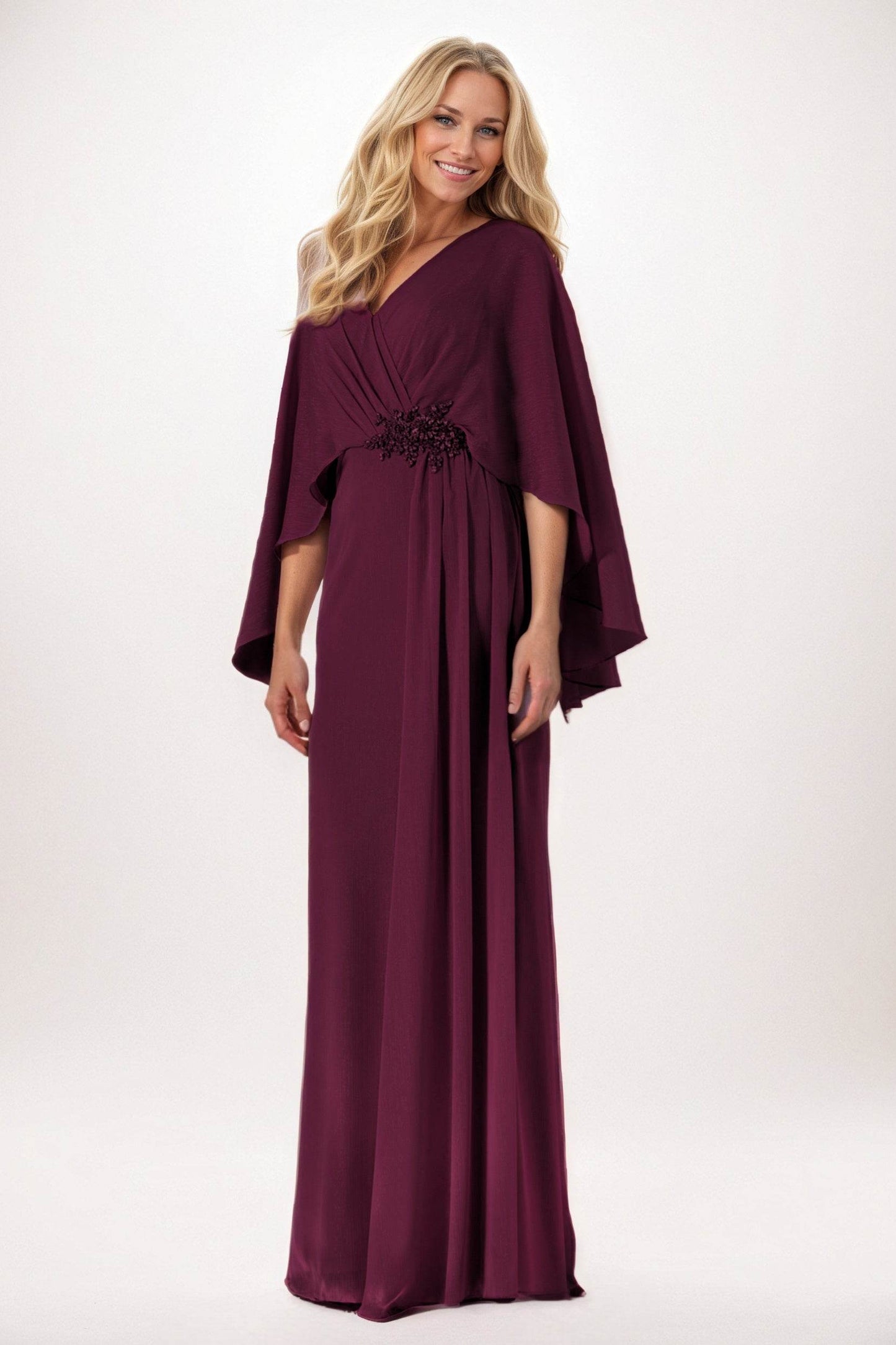 Sheath-Column Maxi Chiffon Mother of the Bride Dresses CM0389 - COCOMELODY