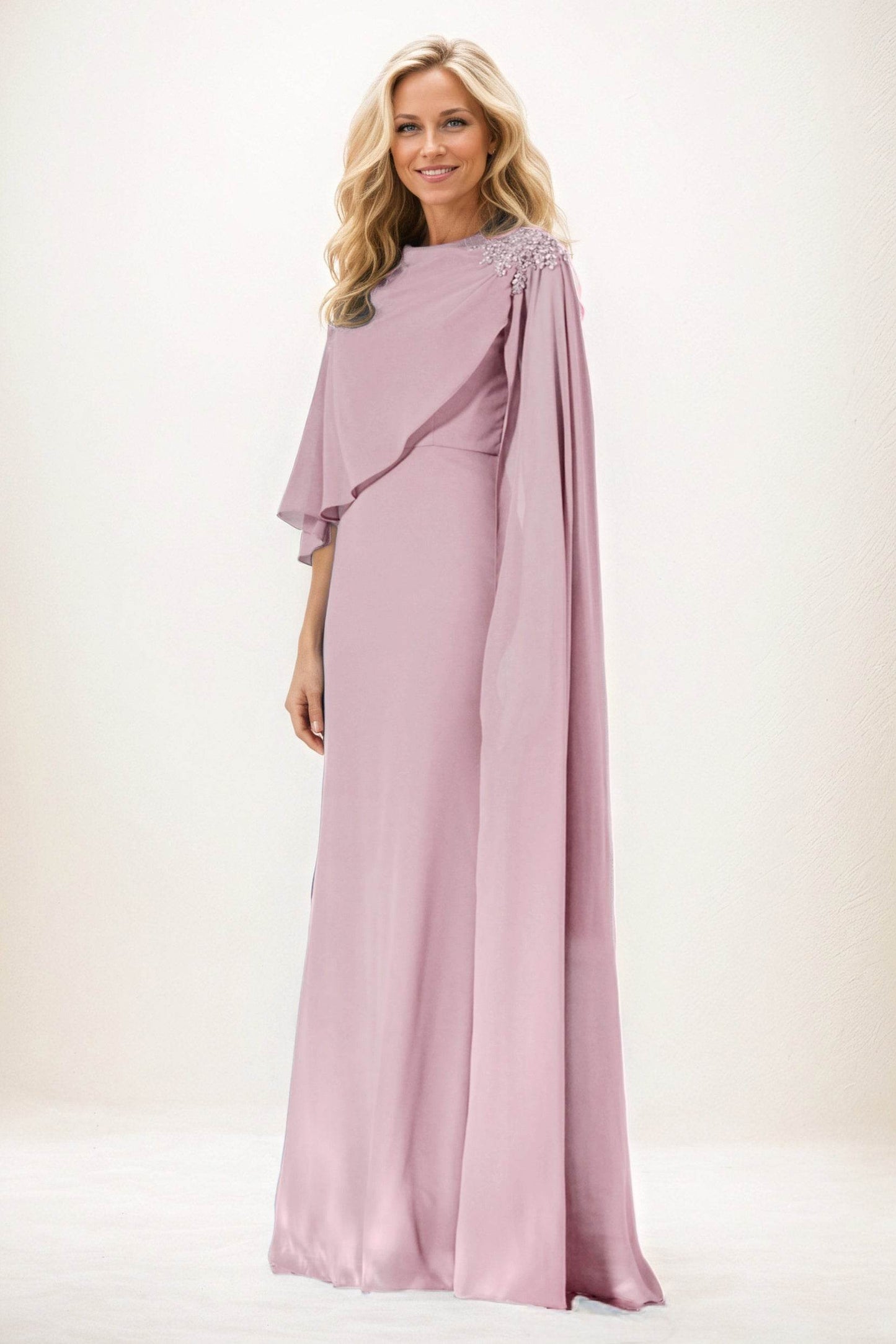 Sheath-Column Maxi Chiffon Mother of the Bride Dresses CM0388 - COCOMELODY