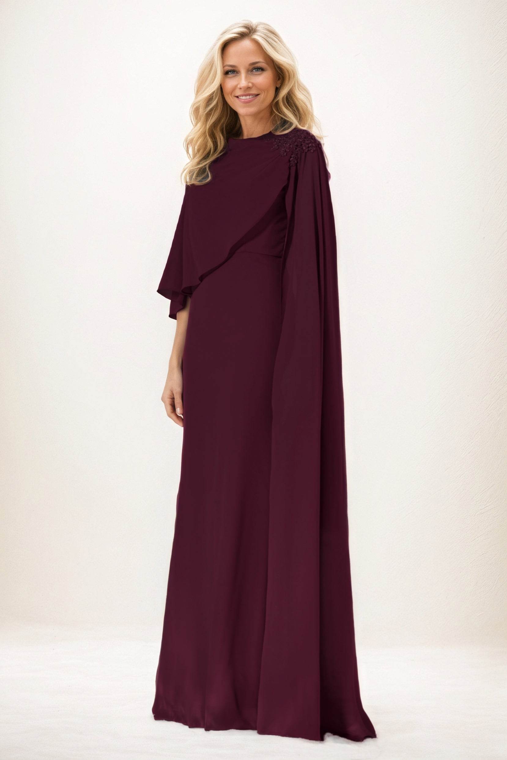 Sheath-Column Maxi Chiffon Mother of the Bride Dresses CM0388 - COCOMELODY