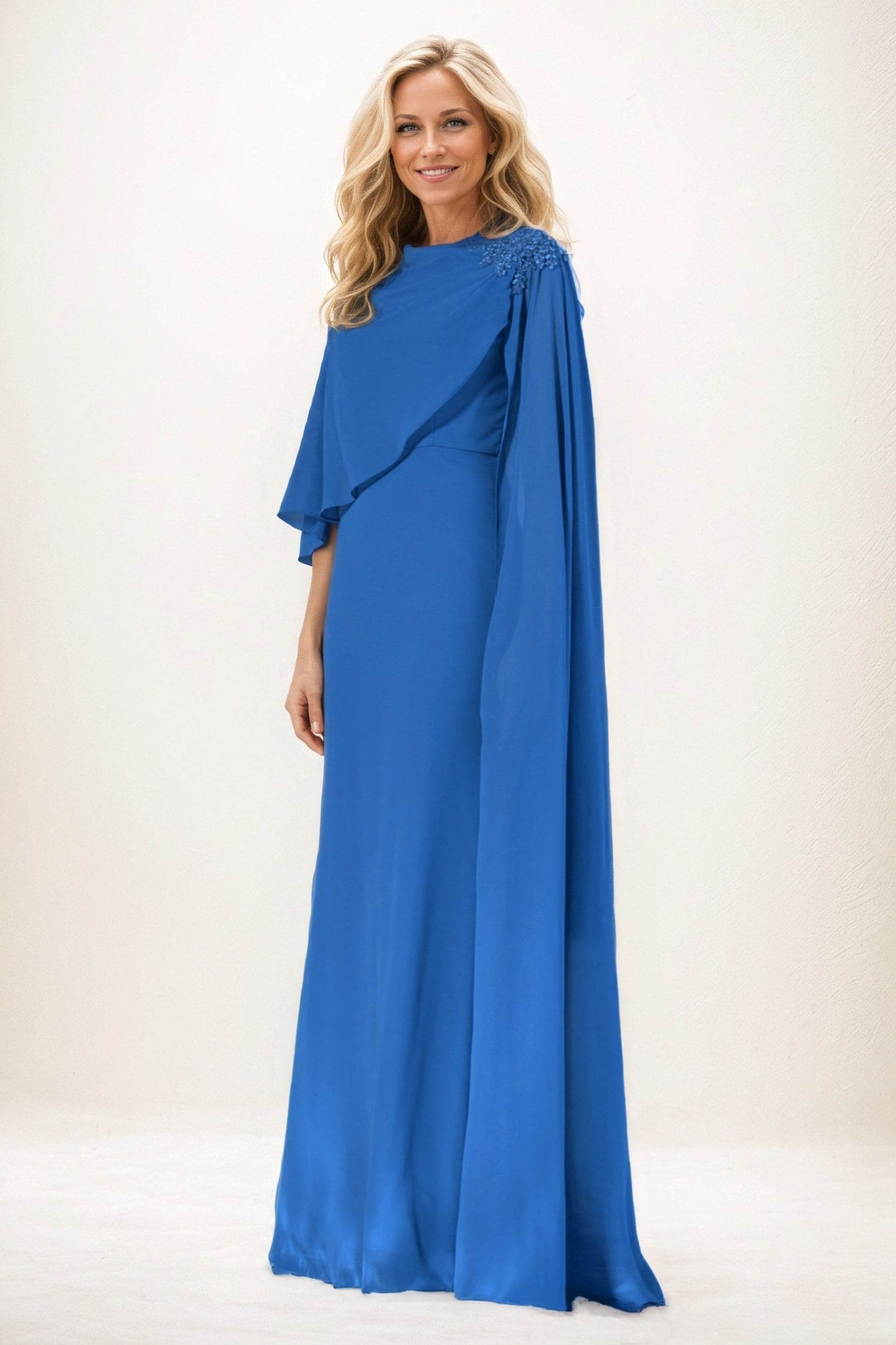 Sheath-Column Maxi Chiffon Mother of the Bride Dresses CM0388 - COCOMELODY