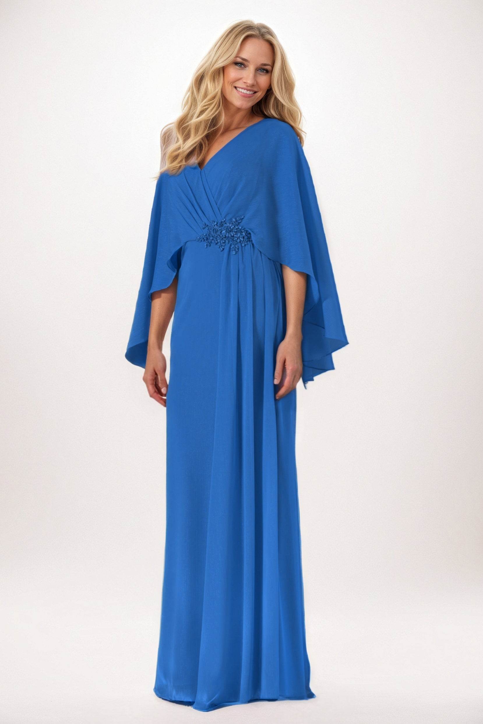 Sheath-Column Maxi Chiffon Mother of the Bride Dresses CM0389 - COCOMELODY