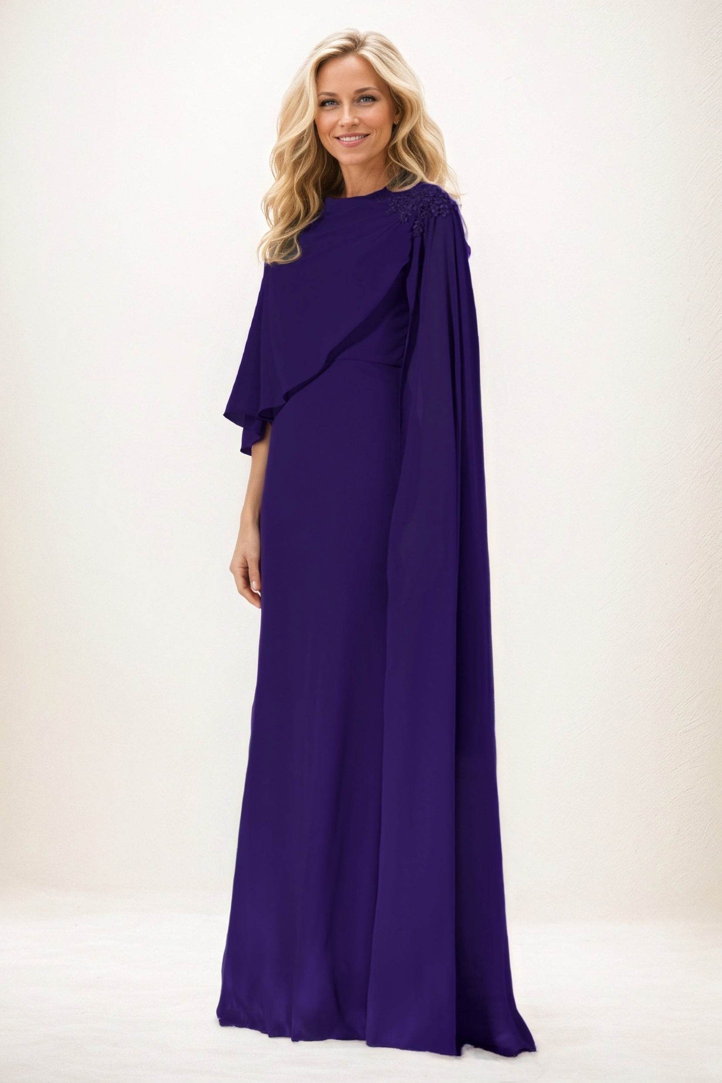 Sheath-Column Maxi Chiffon Mother of the Bride Dresses CM0388 - COCOMELODY