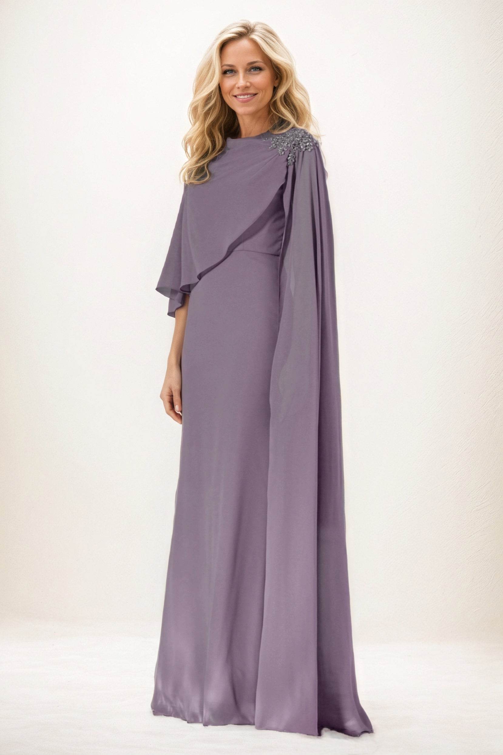Sheath-Column Maxi Chiffon Mother of the Bride Dresses CM0388 - COCOMELODY