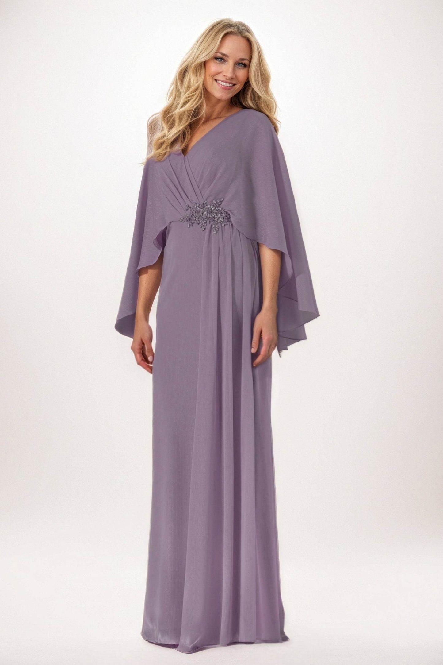 Sheath-Column Maxi Chiffon Mother of the Bride Dresses CM0389 - COCOMELODY