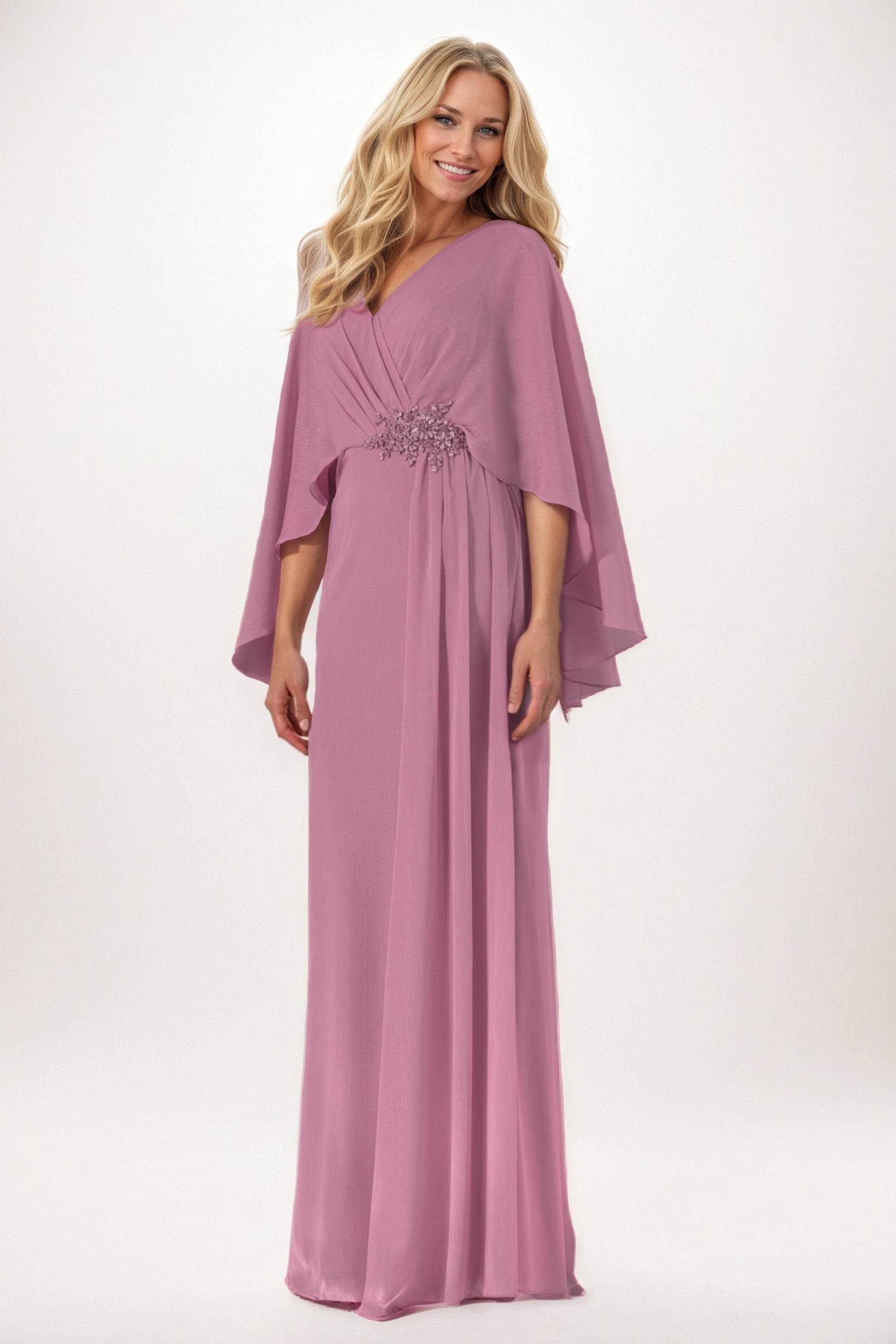 Sheath-Column Maxi Chiffon Mother of the Bride Dresses CM0389 - COCOMELODY