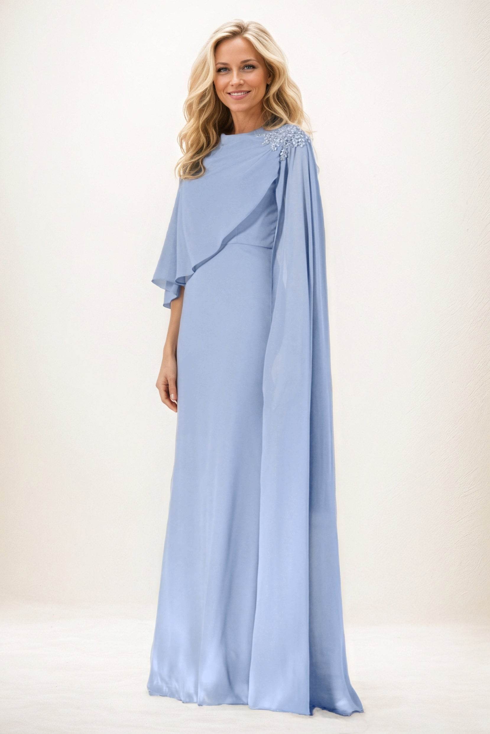Sheath-Column Maxi Chiffon Mother of the Bride Dresses CM0388 - COCOMELODY