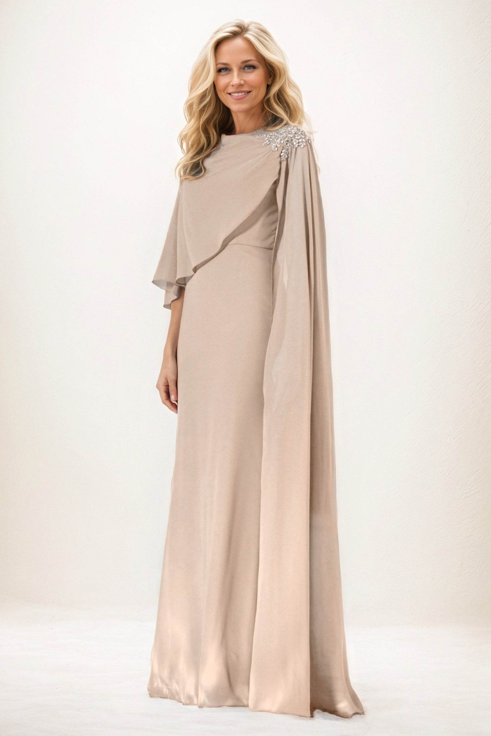 Sheath-Column Maxi Chiffon Mother of the Bride Dresses CM0388 - COCOMELODY