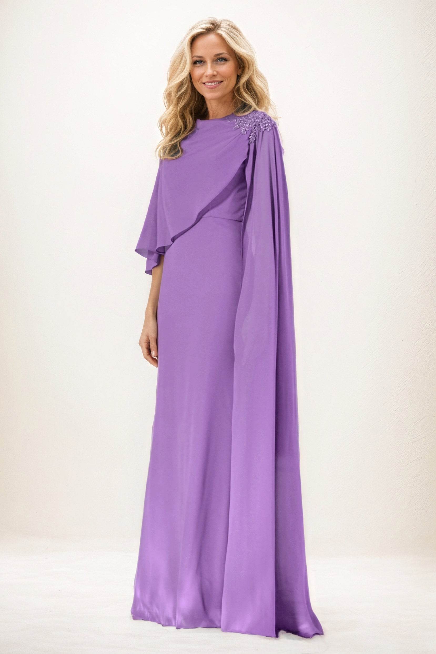 Sheath-Column Maxi Chiffon Mother of the Bride Dresses CM0388 - COCOMELODY
