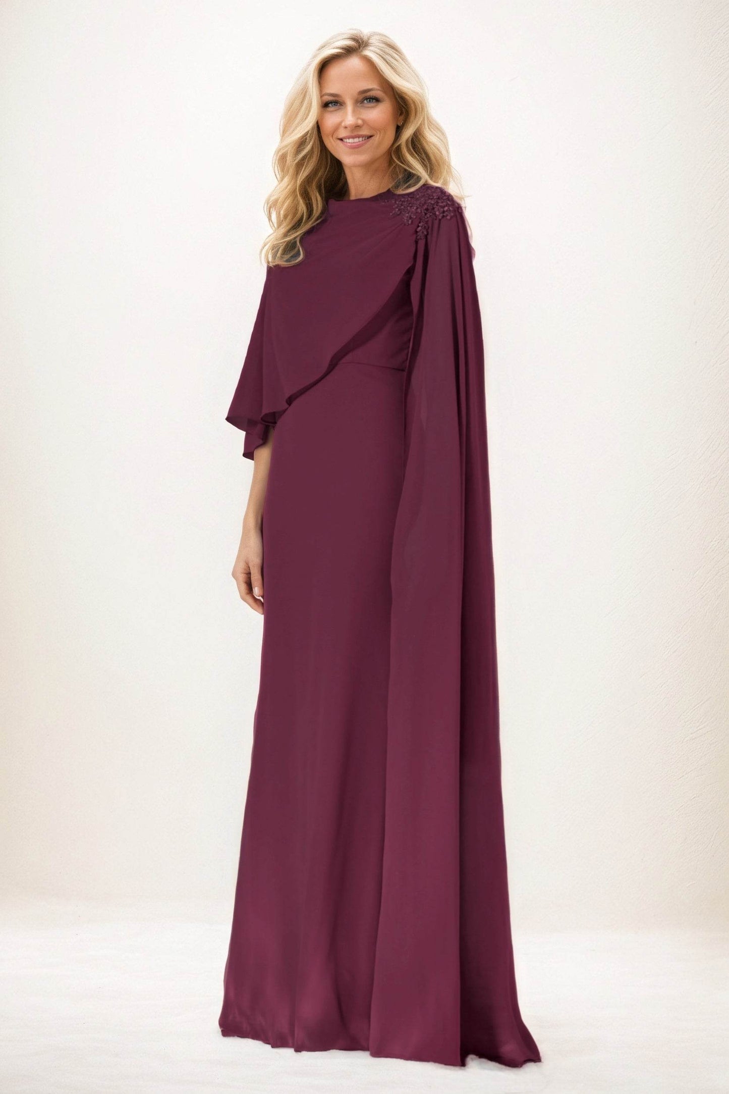 Sheath-Column Maxi Chiffon Mother of the Bride Dresses CM0388 - COCOMELODY