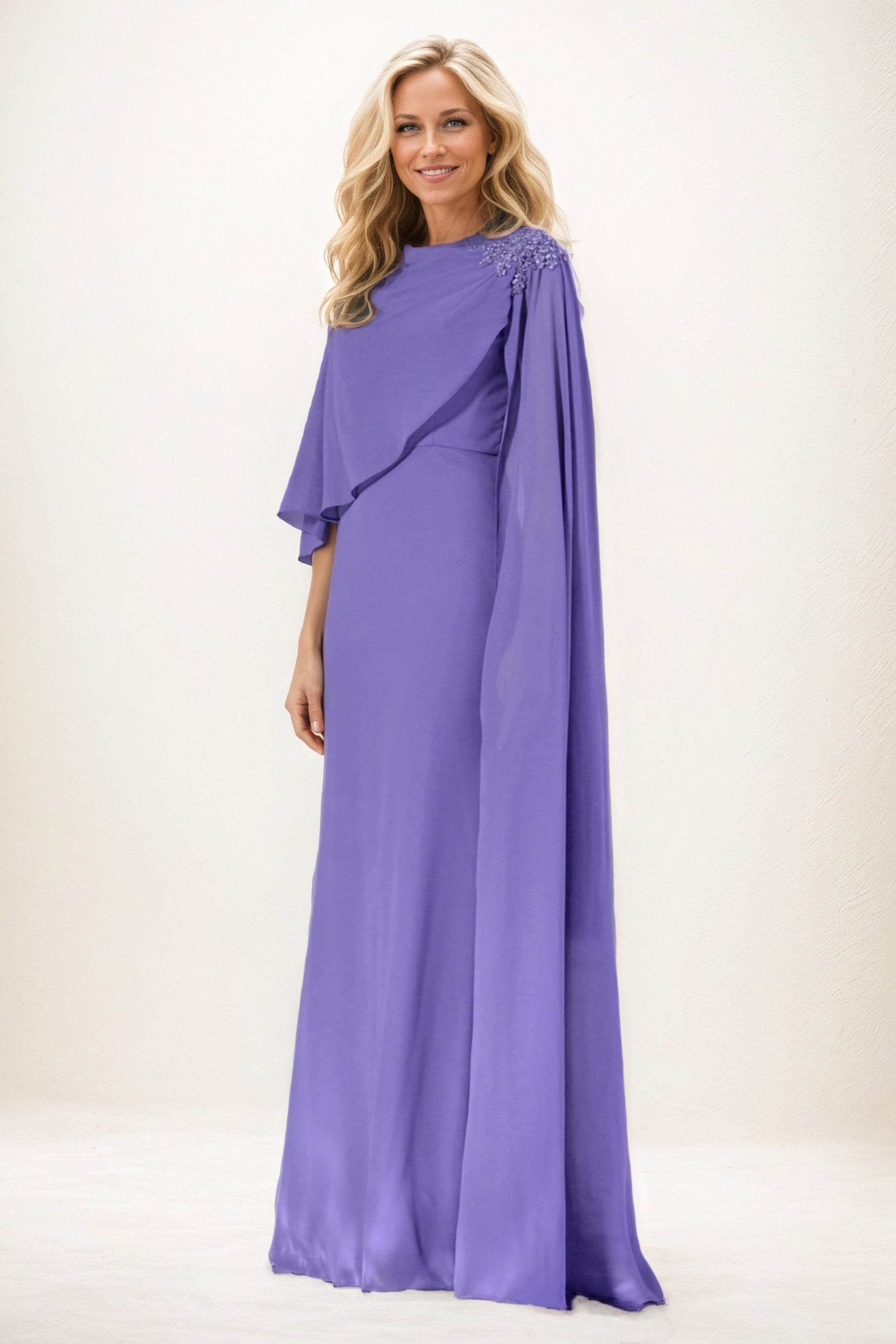 Sheath-Column Maxi Chiffon Mother of the Bride Dresses CM0388 - COCOMELODY
