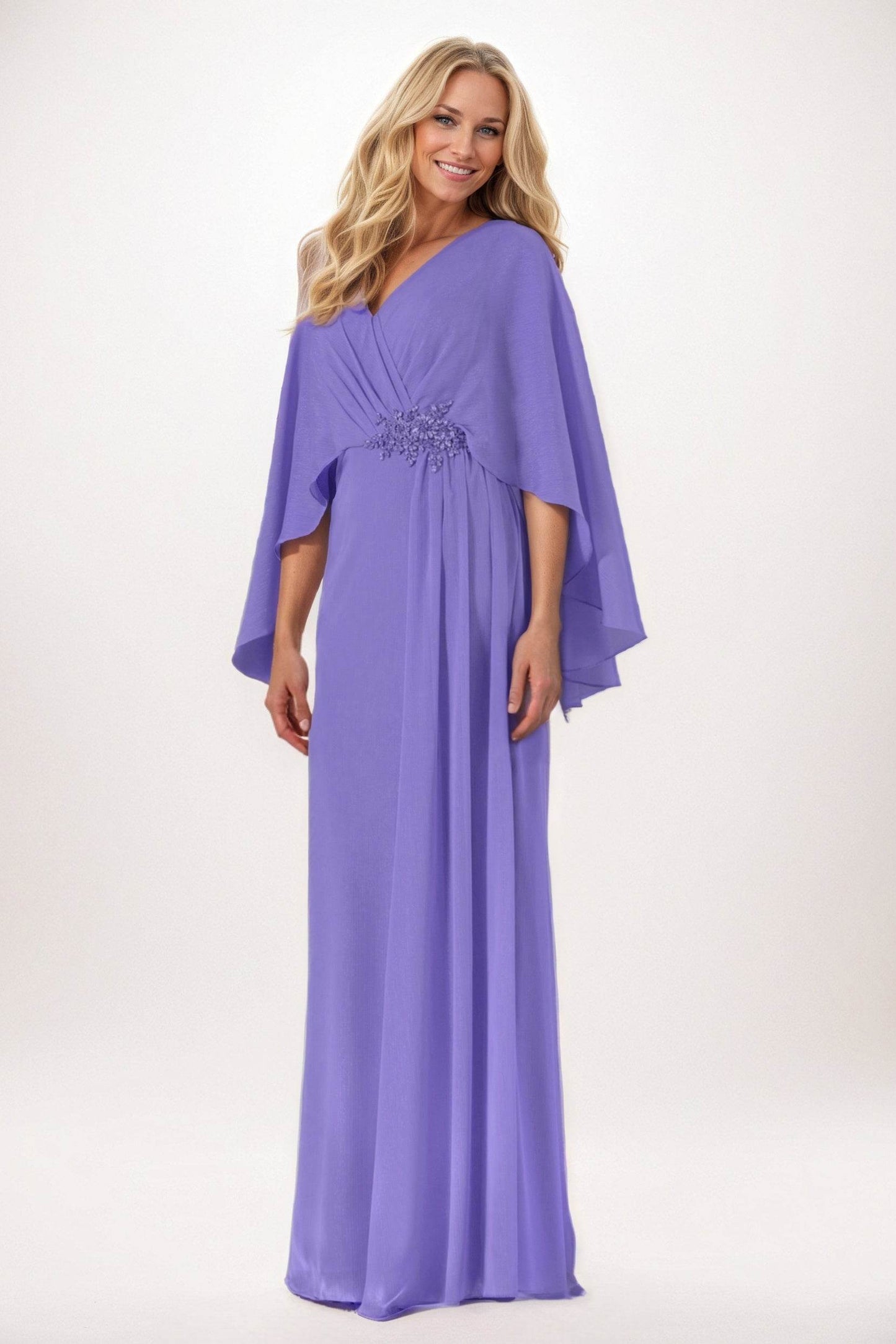 Sheath-Column Maxi Chiffon Mother of the Bride Dresses CM0389 - COCOMELODY