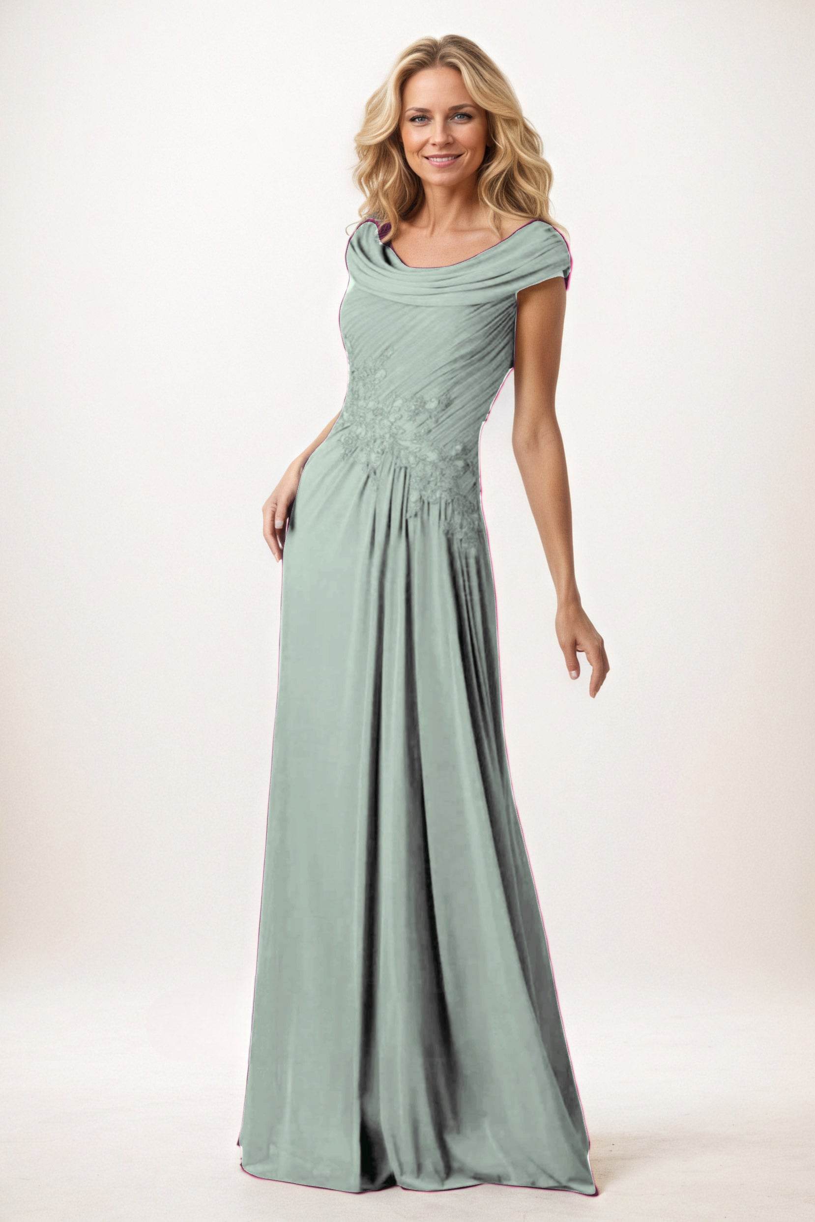 A-Line Maxi Chiffon Mother of the Bride Dresses CM0390 - COCOMELODY