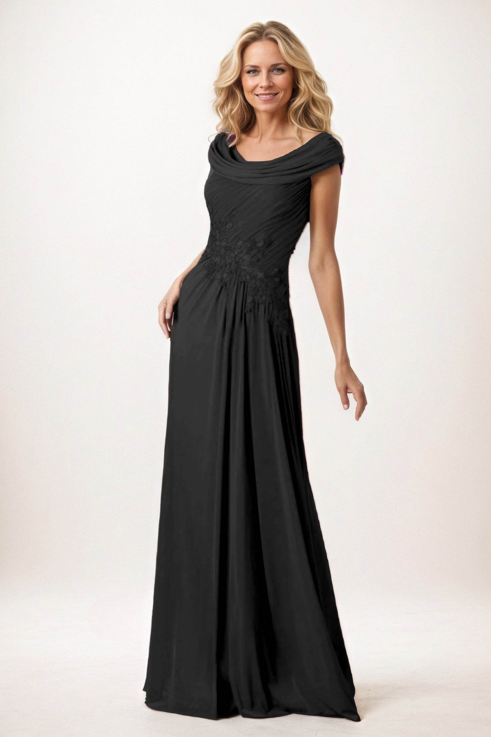 A-Line Maxi Chiffon Mother of the Bride Dresses CM0390 - COCOMELODY