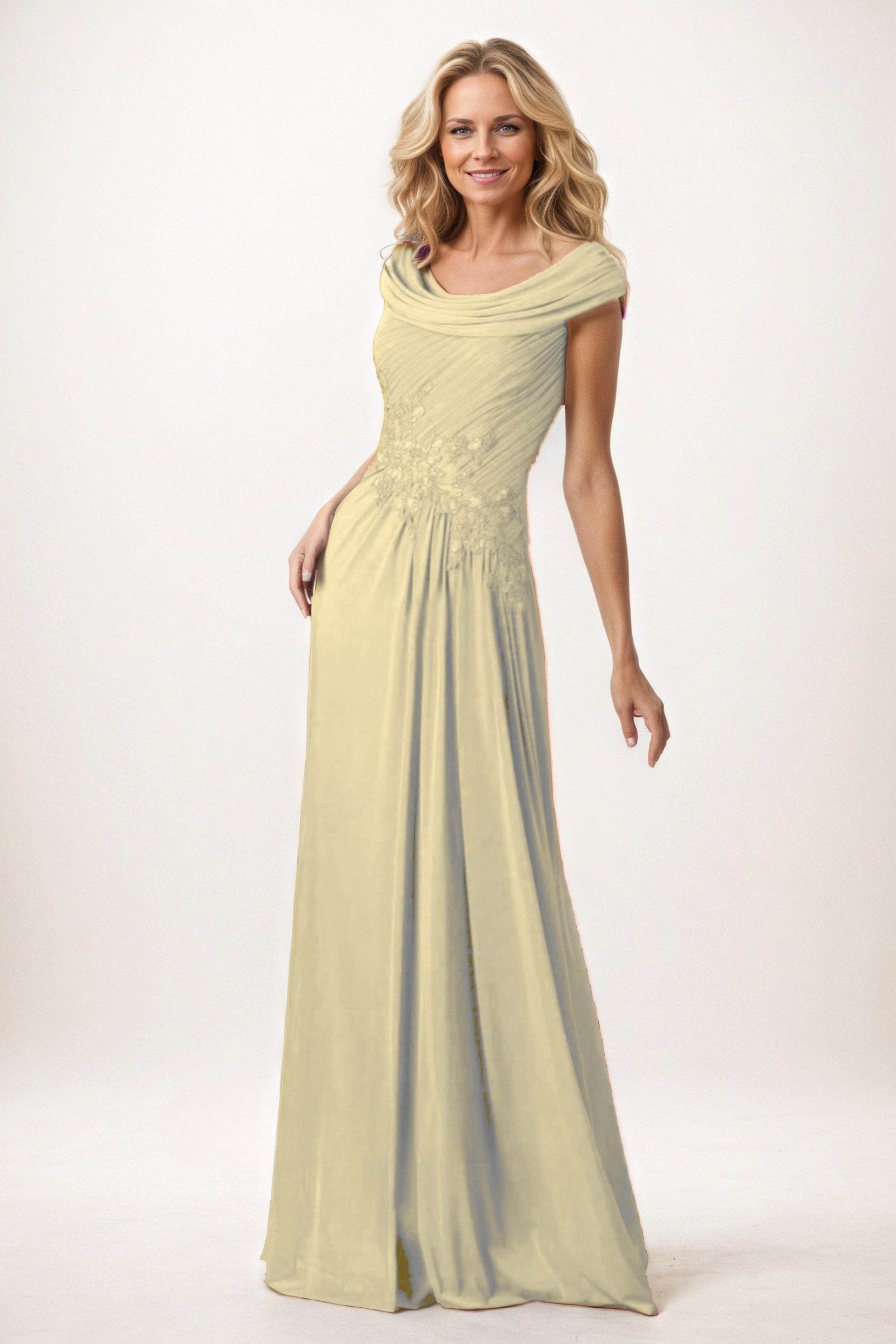 A-Line Maxi Chiffon Mother of the Bride Dresses CM0390 - COCOMELODY