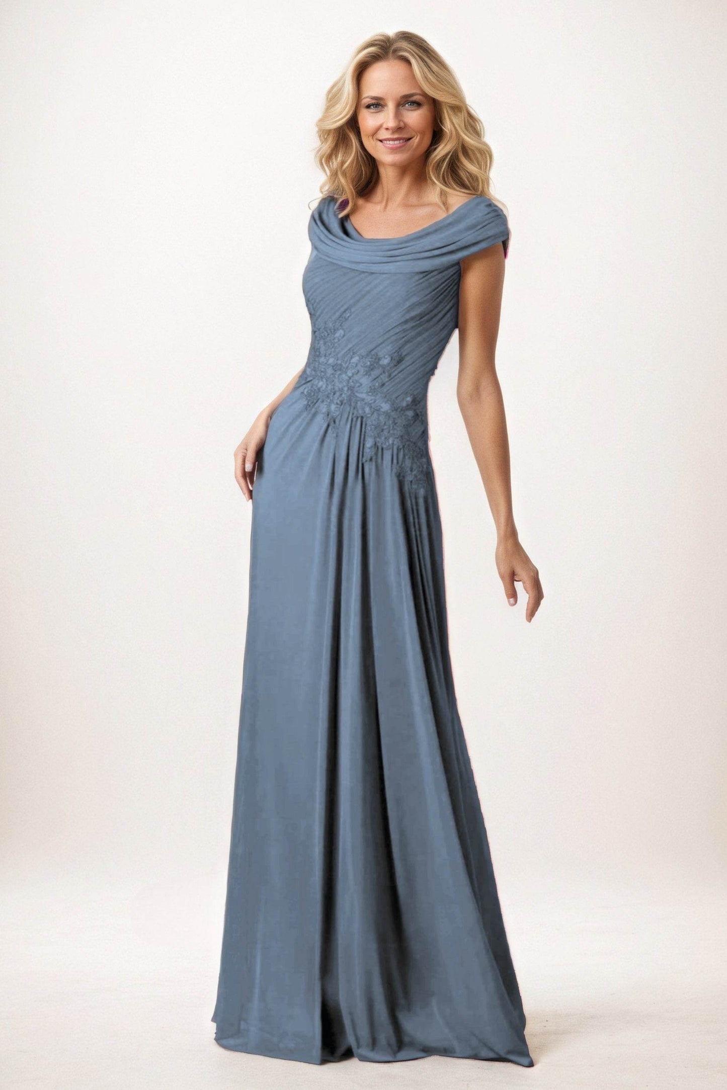 A-Line Maxi Chiffon Mother of the Bride Dresses CM0390 - COCOMELODY