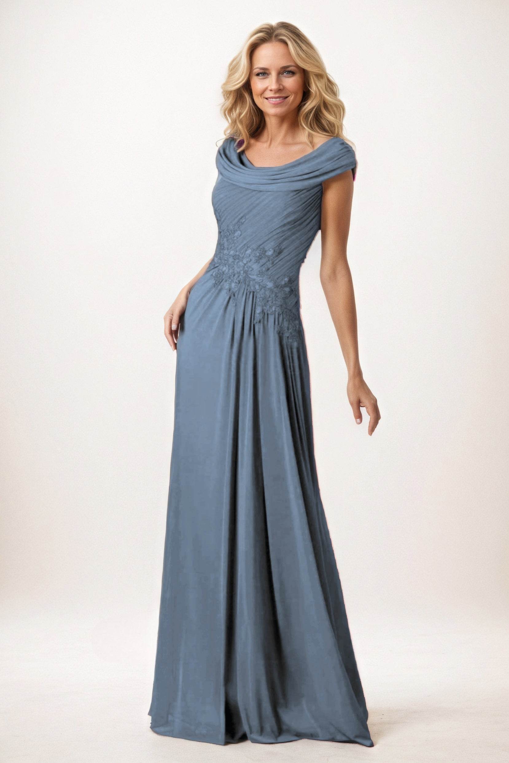 A-Line Maxi Chiffon Mother of the Bride Dresses CM0390 - COCOMELODY