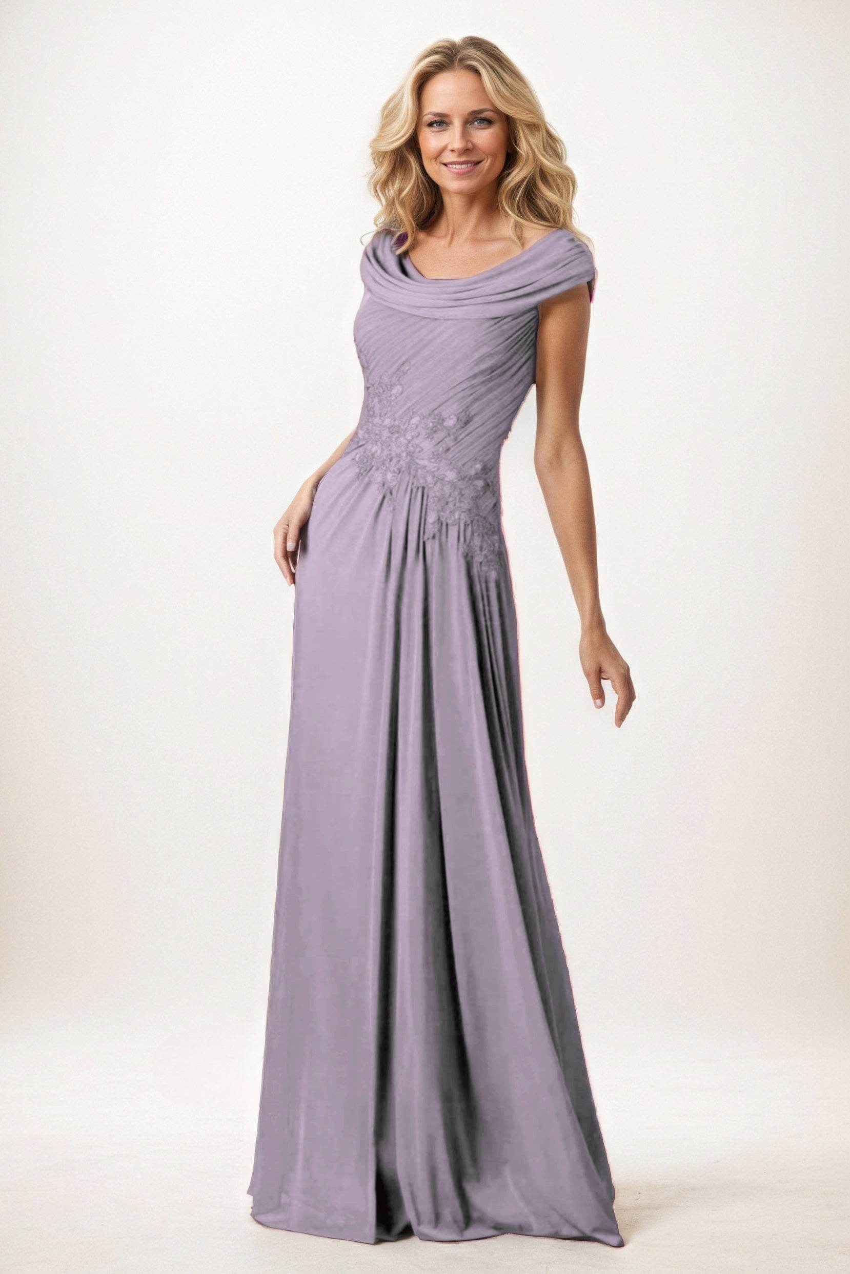 A-Line Maxi Chiffon Mother of the Bride Dresses CM0390 - COCOMELODY