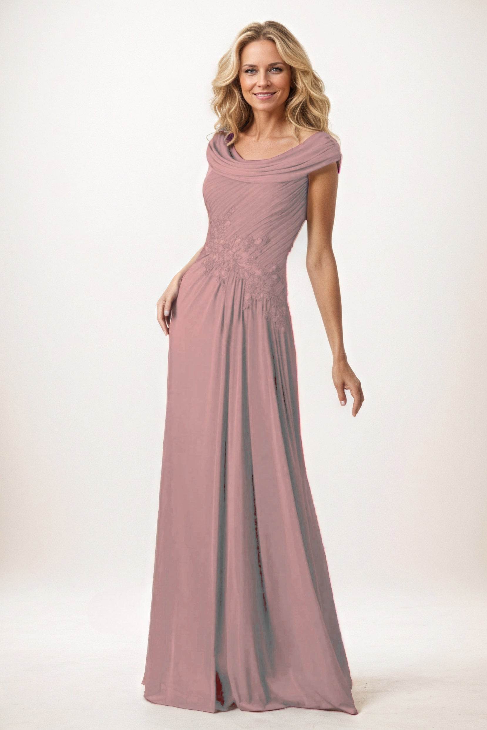 A-Line Maxi Chiffon Mother of the Bride Dresses CM0390 - COCOMELODY