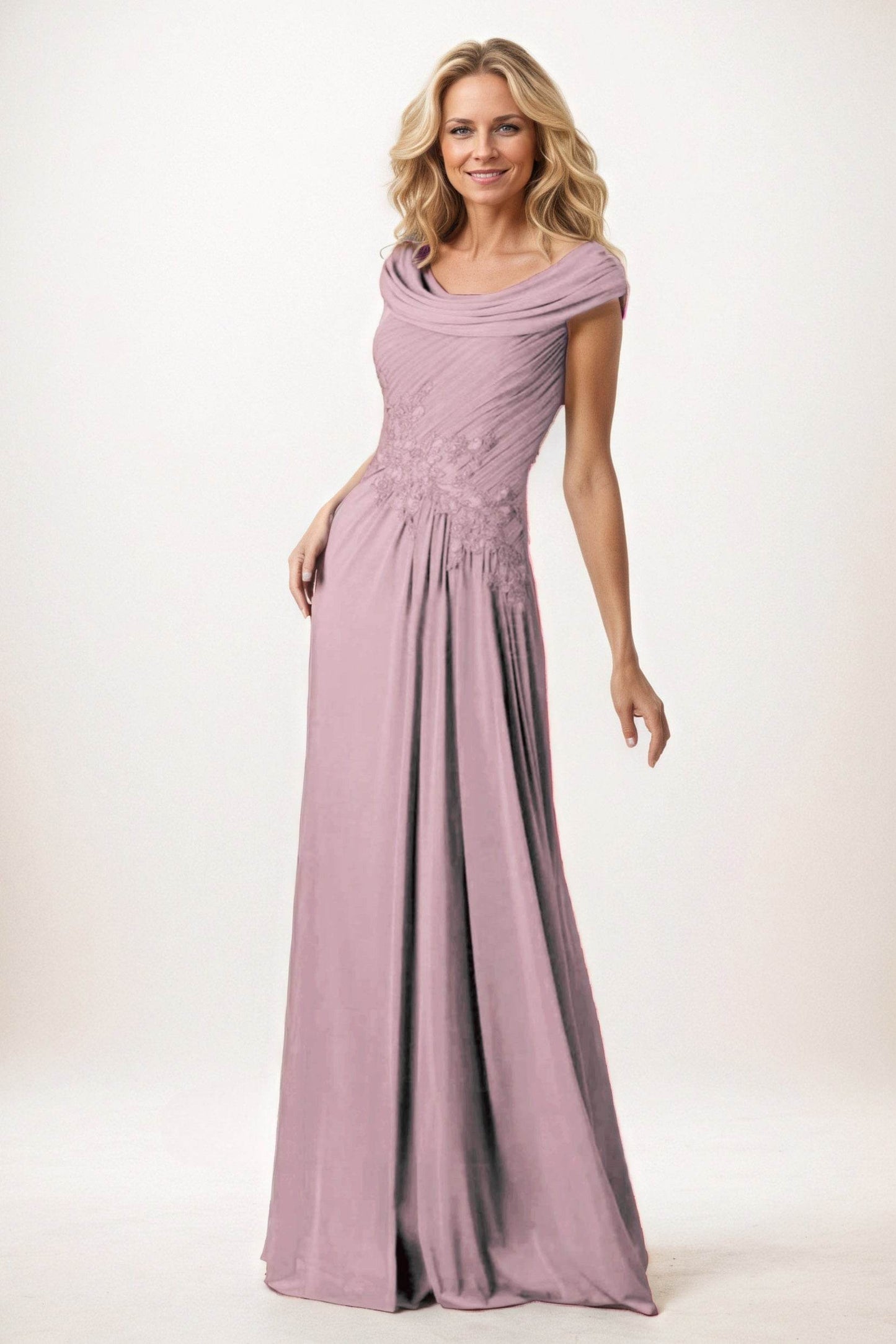 A-Line Maxi Chiffon Mother of the Bride Dresses CM0390 - COCOMELODY