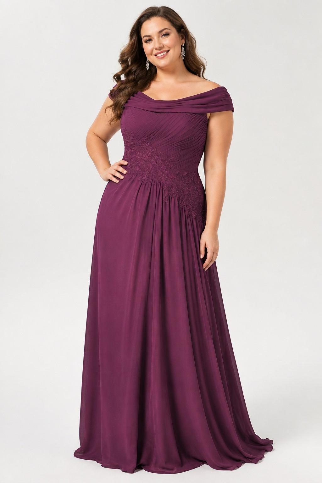 A-Line Maxi Chiffon Mother of the Bride Dresses CM0390 - Mauve - COCOMELODY