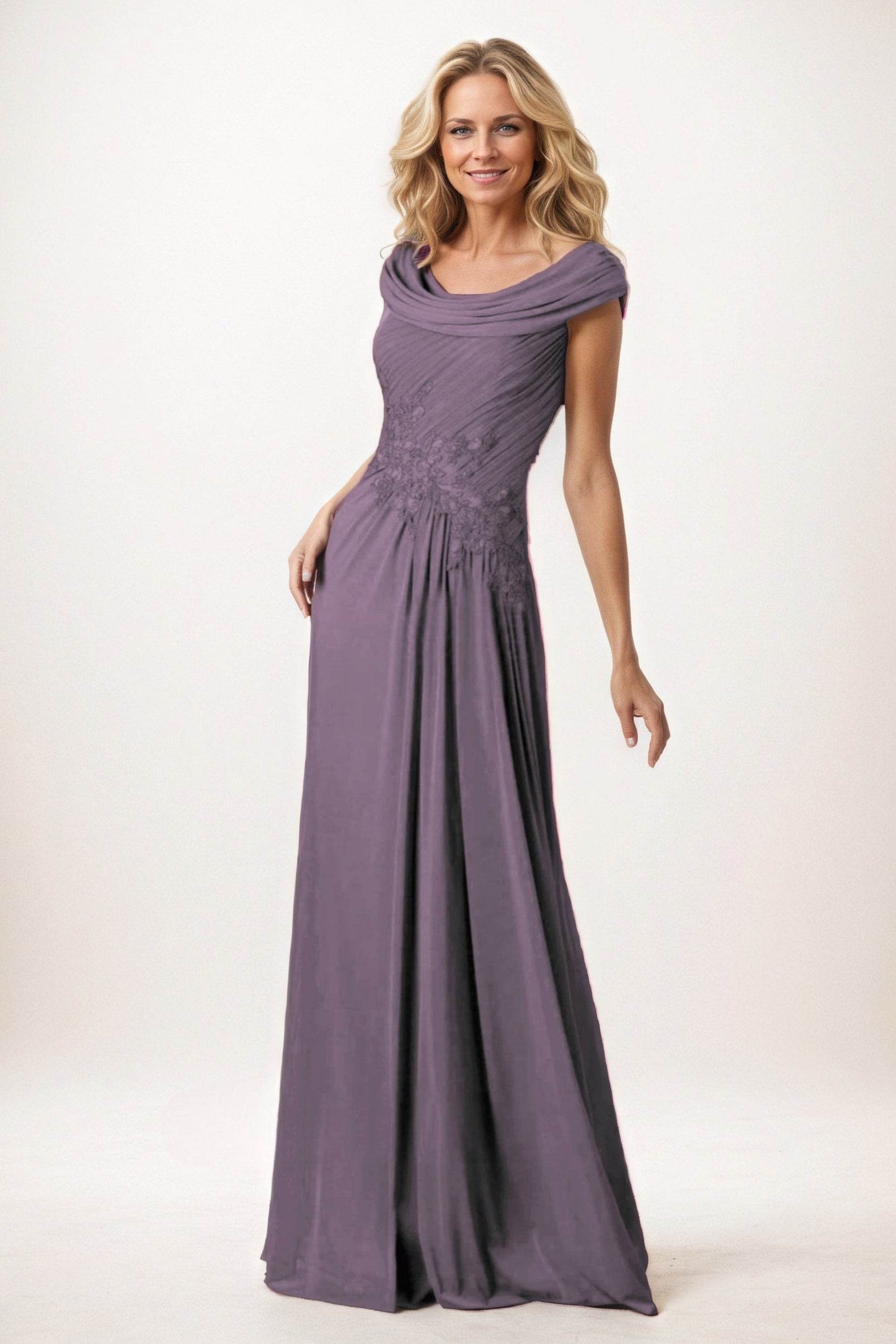 A-Line Maxi Chiffon Mother of the Bride Dresses CM0390 - COCOMELODY