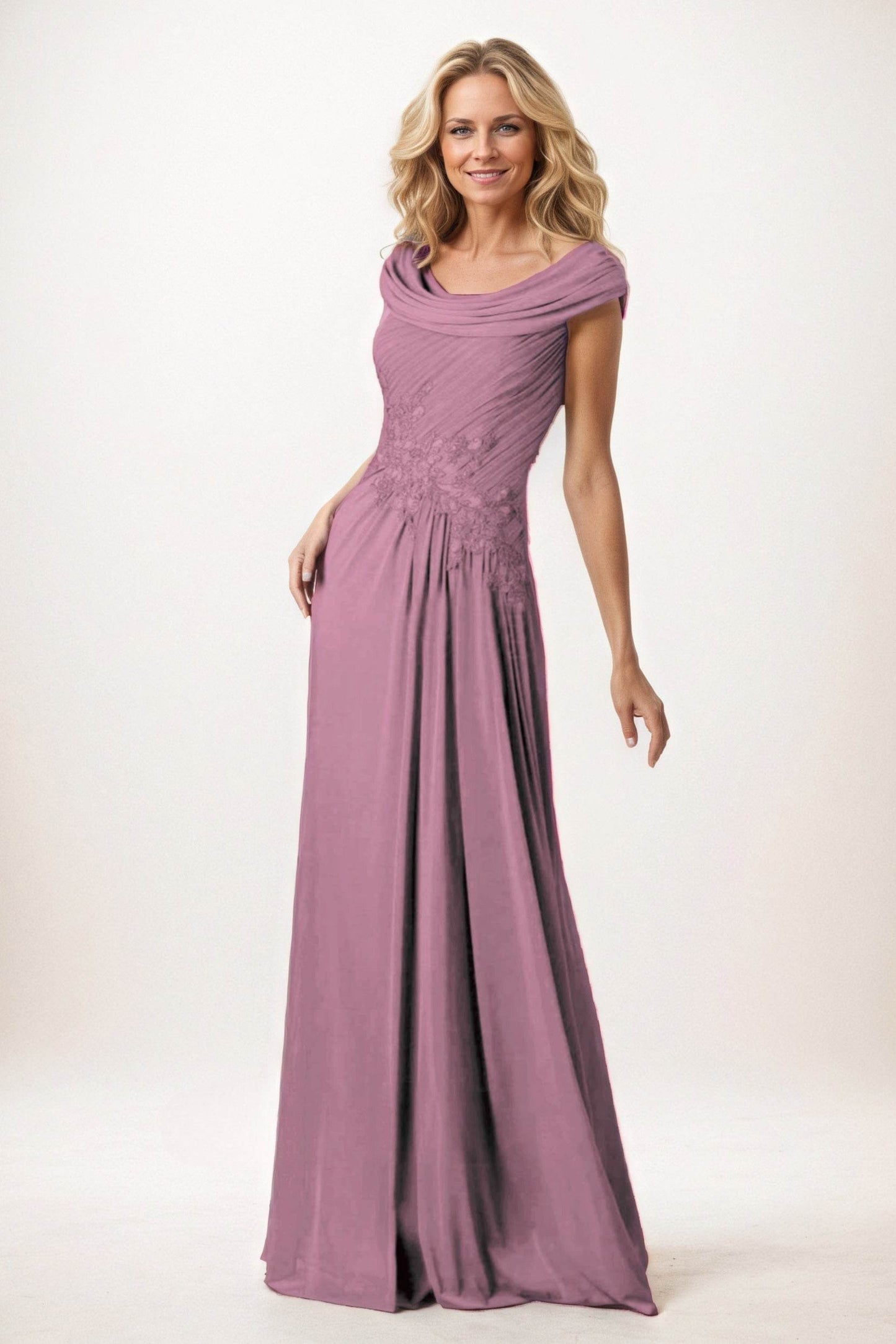 A-Line Maxi Chiffon Mother of the Bride Dresses CM0390 - COCOMELODY