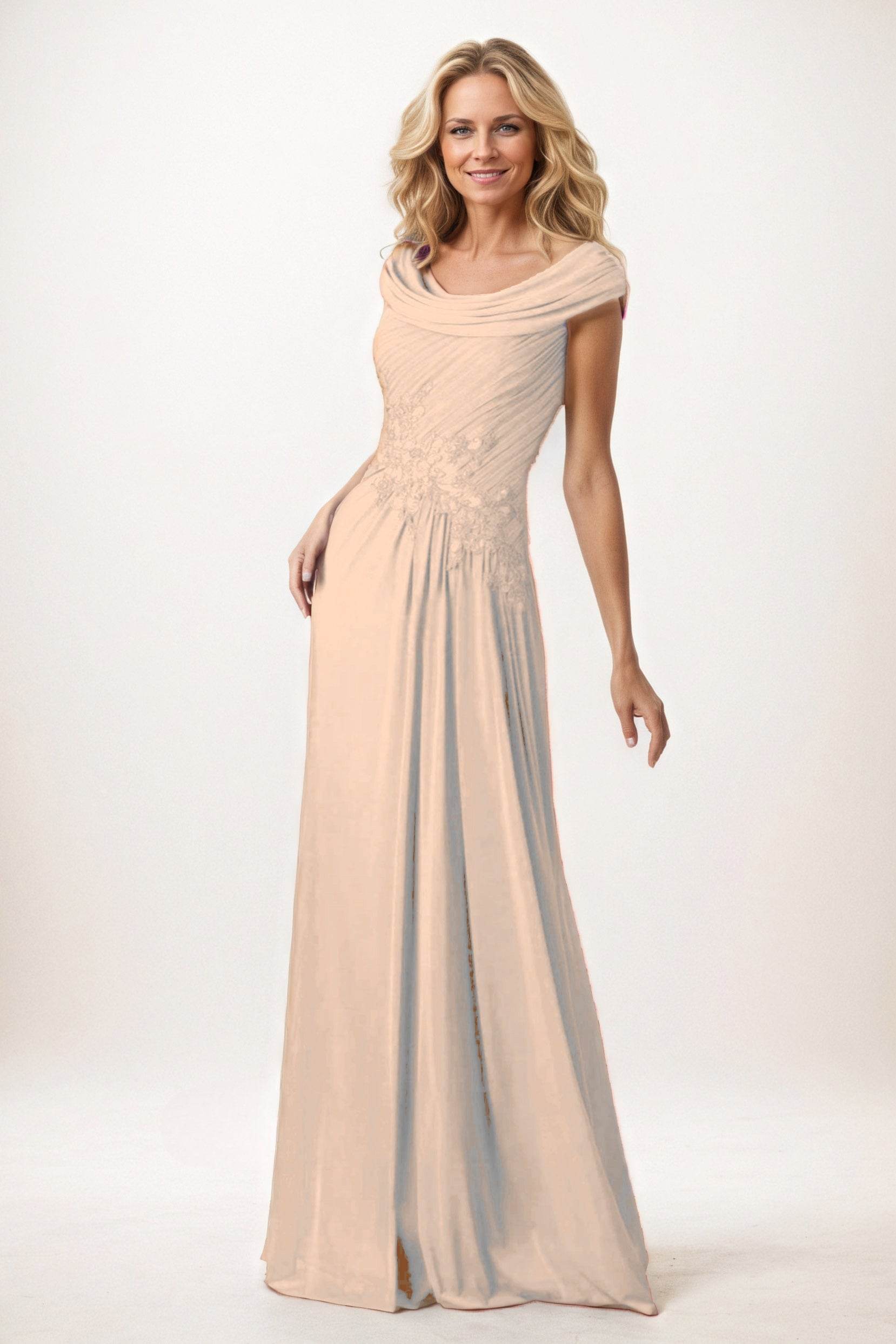 A-Line Maxi Chiffon Mother of the Bride Dresses CM0390 - COCOMELODY